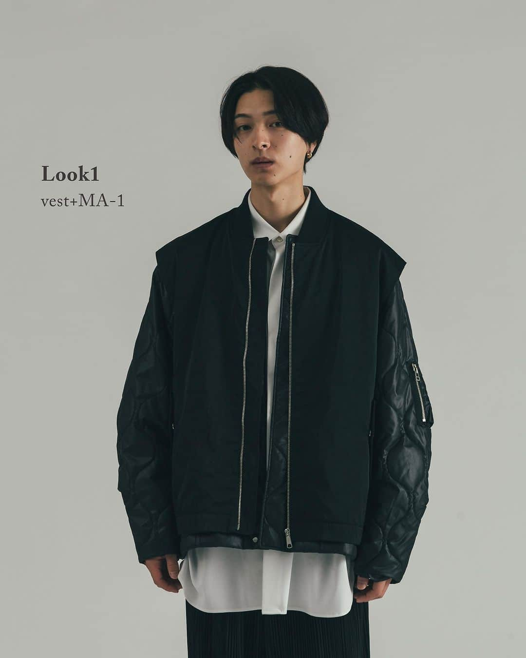 Lui's Lui's official instagramさんのインスタグラム写真 - (Lui's Lui's official instagramInstagram)「recommend item  □ 3WAY layered MA-1 / ¥42,900  【デザイン】 ユニークなデザインのレイヤードMA-1。  MA-1は表面がキルティングになっている珍しいデザインのタイプ。衿はノーカラーになっております。 上はベストになっており、取り外し可能。 ユニークなデザインと、ミリタリーデザインがMIXした新しいテイストのブルゾンです。  #ma1jacket #ma1コーデ #アウターコーデ」12月2日 16時56分 - luis_official___