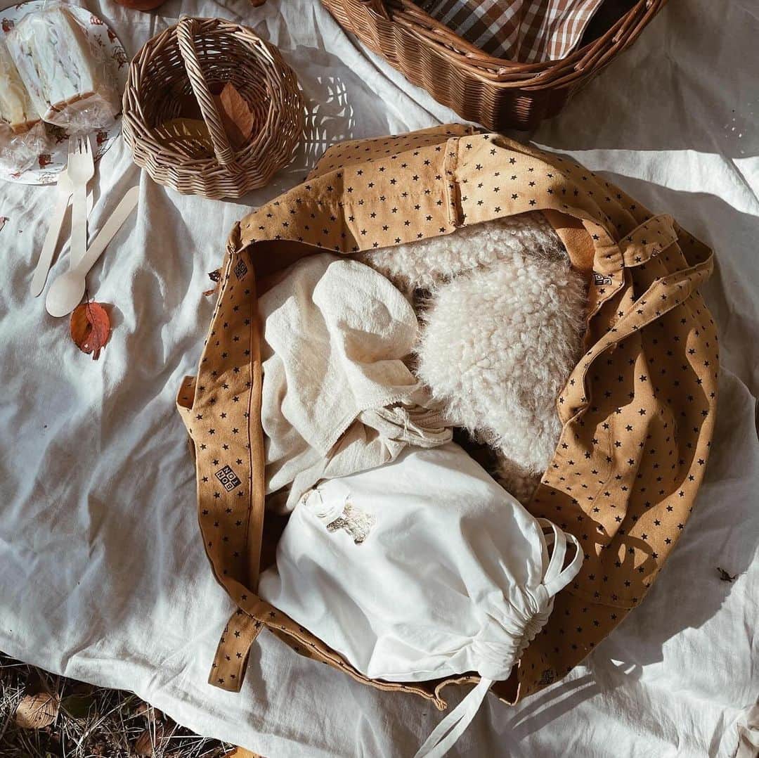 yuiさんのインスタグラム写真 - (yuiInstagram)「Autumn picnic🍂  薄手のワンピースでちょうど良かった 季節がすでに懐かしい...  ほーんとに 短かすぎた秋。  もっとたくさんピクニックや 秋ならではのアクティビティするつもりが 全然タイミングがなかったなぁ🫥  でもいつもの公園で のんびりサンドイッチ食べて 落ち葉やりんごで遊んで しあわせってこういうことだなぁと 感じられる ゆったりとしたひとときでした💭  ワンピースは @bonpoint 🍒 #pr させてもらった @carryon_official にて🛒 @bonton のビッグトートも ピクニックに大活躍でした⭐️  . . . . . #picnic#autumn#daughter#3y7m#ピクニック#秋#落ち葉遊び#落ち葉アート#公園#海外こどもふく#こどもふく#女の子#女の子ママ#こどものいる暮らし」12月2日 8時19分 - __yyvvii