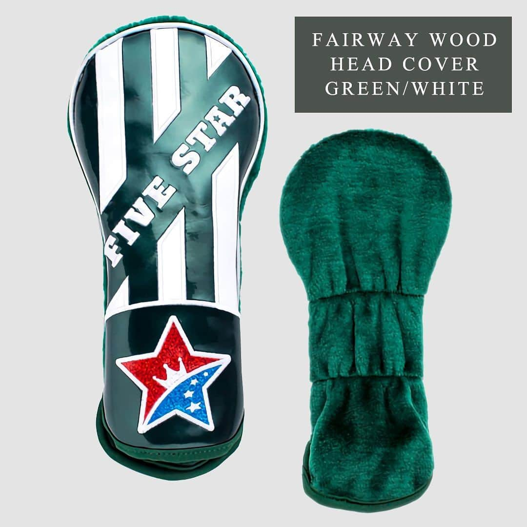 FIVESTARのインスタグラム：「☆  --------------------------------  ★ FAIRWAY WOOD HEAD COVER GREEN/WHITE ★  表面はエナメルで、裏面はボアを使用した、ポップなデザインで幅広い層に人気のフェアウェイウッド用ヘッドカバー。  ※番手タグはございませんので予めご注意下さい。  --------------------------------  ★ オンラインショップにてその他商品、多数販売中 ★ プロフィールのURLから是非お越しください☺︎☆  --------------------------------  販売店一覧  愛知県 セントクリークGC スズキゴルフ パインズGC  岐阜県 スプリングフィールドGC レイクグリーンGC  福岡県 ゴルフウェアショップ825 ザ・クイーンズヒルGC  大分県 G's Factory  宮崎県 ゴルフギャラリーTAKUMI  --------------------------------  #pga #lpga #ゴルフ #ゴルフウエア #ゴルフウェア #ゴルフ女子 #ゴルフ男子 #ゴルフ好き #ユニセックス #ユニセックスコーデ #カップルコーデ #ファイブスター #ファッション #アパレル #ゴルフアパレル #星 #5 #ヘッドカバー  #ウッド用ヘッドカバー  #エナメル  #ボア  #ポップ  #グリーン  #緑  #golf #fivestar #five #star #골프  #高尔夫」