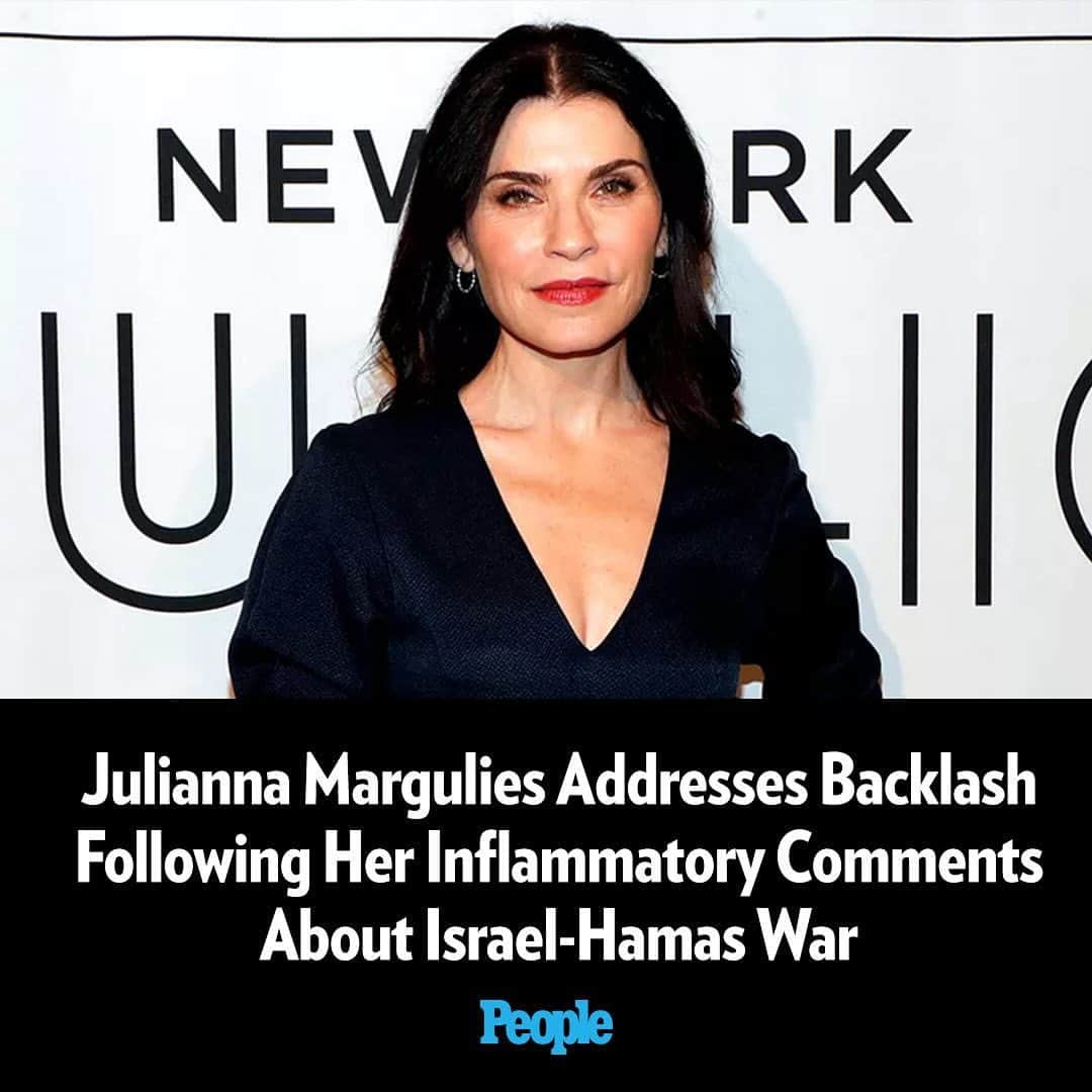 People Magazineのインスタグラム：「Julianna Margulies is speaking out after facing backlash for criticizing the Black and LGBTQ+ communities over their perceived lack of support for Israel amid its ongoing war against Hamas.   Amid criticism about her claim that some people not supporting Israel "have been brainwashed to hate Jews," Margulies issued a statement defending her "love and respect" for the Black and LGBTQ+ communities: "I’m the first person to march [for] Black Lives Matter. When that happened to George Floyd, I put a black screen on my Instagram."   For her full statement, tap the link in bio. | 📷: Getty」