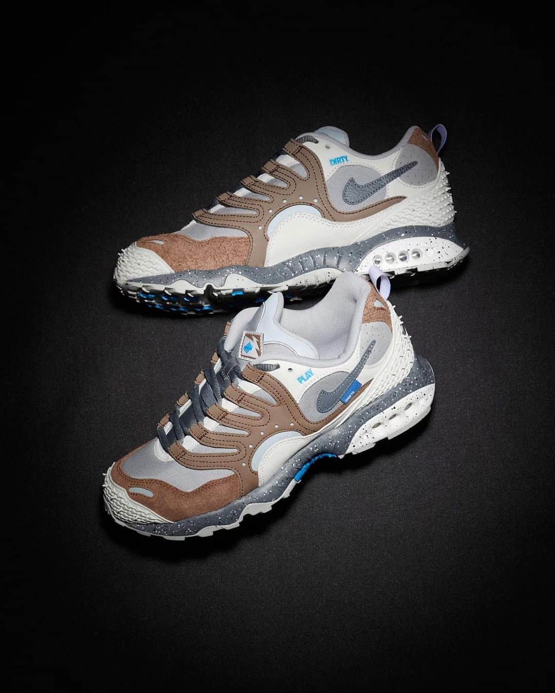 UNDFTDのインスタグラム：「UNDEFEATED x Nike Air Terra Humara ‘Archaeo Brown’  Expanding on their long-standing partnership, UNDEFEATED and Nike teamed up in reworking two new iterations of the Air Terra Humara. Both colorways boast a reflective cage that houses a nubuck suede and ballistic cordura upper, sitting atop a speckled rubber midsole, outsole and air bag cage.   Subtle details compliment the shoe’s unique design - the debossed ‘Play Dirty’ lettering split across the medial and lateral sides of the shoe, along with reflective silver elements, the UNDFTD flag label attached to the matte leather Swoosh and a custom graphic sock liner.  Both pairs include an extra set of speckled laces and a custom 5-strike logo reimagined from the original Nike trail branding, a unique logo that appears as a woven label on the tongue and heel and is also showcased on the custom shoe box.  UNDEFEATED Exclusive  The UNDEFEATED x Nike Air Terra Humara in ‘Black’ and ‘Archaeo Brown’ will be available on Saturday, 12/2, exclusively at all UNDEFEATED Chapter Stores globally and Undefeated.com at 8am PST.  Shipping internationally, excluding Korea」