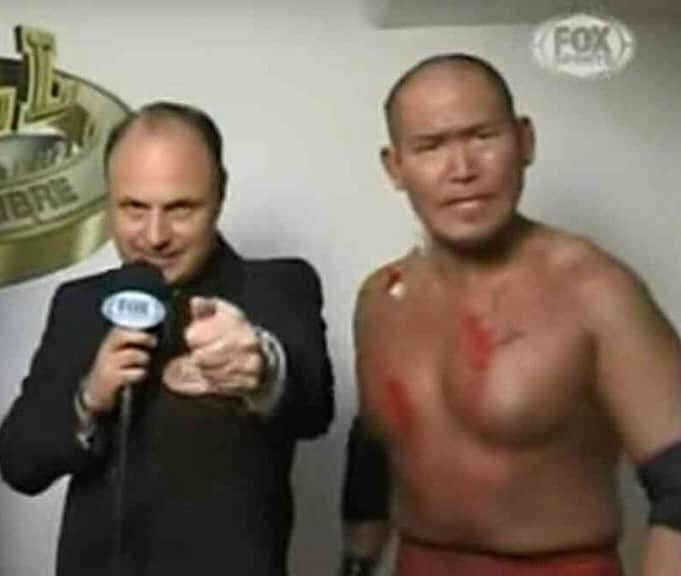 奥村茂雄のインスタグラム：「Una entrevista con Julio César Rivera en Fox Sports en el 2013. - - #cmll #foxsports #recuerdo #2013年 #juliocesarrivera #okumura #tifondeosaka」