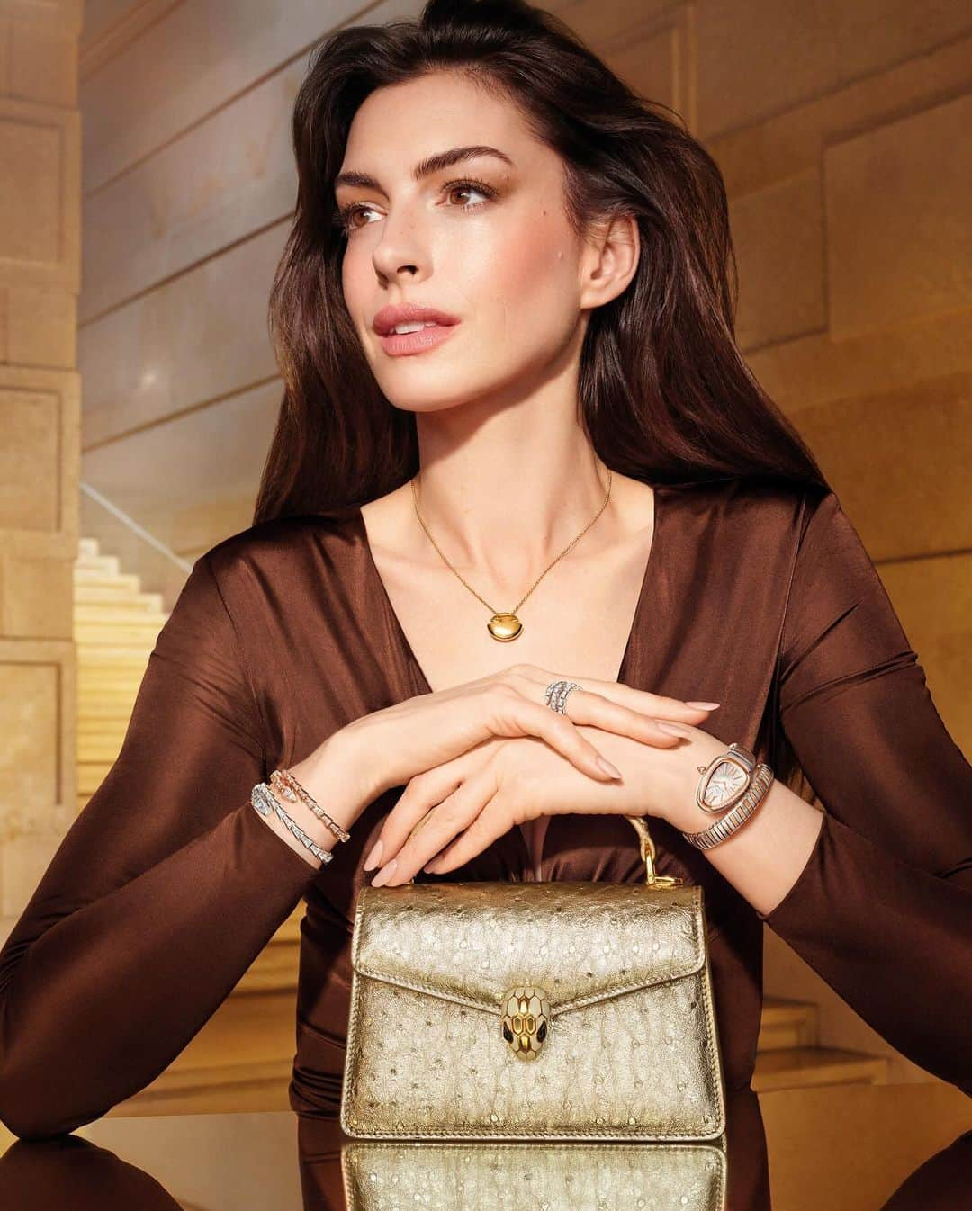 アン・ハサウェイのインスタグラム：「So happy to share with you the @bulgari holiday campaign shot by the incredible @floriasigismondi! Thank you so much to my @bulgari family for always treating me so beautifully xx #MagnificentWonders #TimeForMagnificence #HolidaySeason」