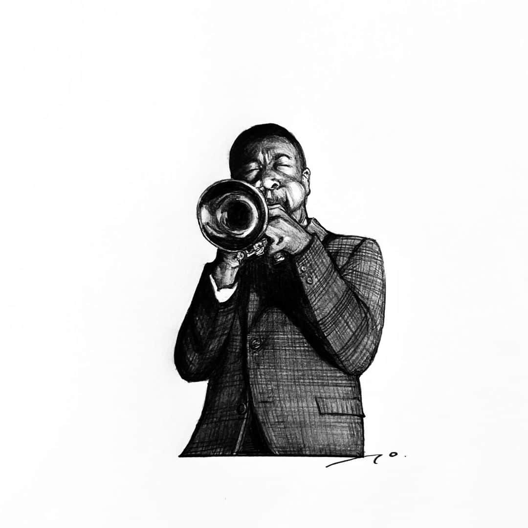 逢坂庵さんのインスタグラム写真 - (逢坂庵Instagram)「23sketch1203 ・ ・ #jazz #jazzart #artwork #bluemitchell #trumpet #jazztrumpet #monochrome #pencilart #portraitsketch #illustration #illustagram #ジャズ #ブルーミッチェル #トランペット #ジャズトランペット #鉛筆画 #人物画 #素描 #イラスト #イラストグラム #モノクロイラスト #ジャズ好きな人と繋がりたい #staedtler #jazzhero」12月2日 18時14分 - ohzaka_an