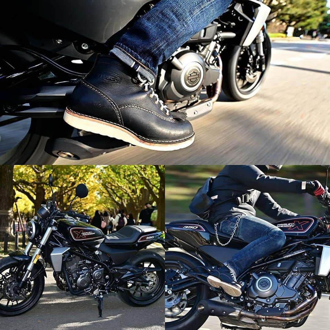 ウェスコのインスタグラム：「Bike Bros. 【WESCO JOBMASTER×HARLEY DAVIDSON X350】  ウエスコのレースアップブーツ「JOBMASTER」&普通二輪MT免許で乗れる注目のハーレー「X350」  2023年10月20日(金)に日本初公開された今世界中から大きな注目を集めるハーレーダビッドソン「X350」。 ハーレー＝大型バイクという認識が当たり前になっていましたが、普通二輪MT免許でハーレーダビッドソンが運転できるというのはまさに朗報でしょう！  今回の記事ではハーレーダビッドソンジャパンからご協力を得てバイクの詳細はもちろん、実際に乗車した際の感想なども含めてご紹介しています。  そして、ファクトリーレーサーの金字塔「XR750」をイメージしたフラットトラッカースタイルに合わせたのはWESCOの代表的なモデル、クレープソールを備えた"JOBMASTER"。  ぜひ、ご覧ください。  【Staff Blog】 https://wescojapan.blogspot.com/2023/12/bike-bros-wesco-jobmasterharley.html?m=1 ・ @wesco_japan アカウントトップのURLからブログへリンクします。 ・ #BikeBros #harleydavidson #harleydavidsonjapan #x350 #jobmaster  #wesco #wescoboots #madeinUSA🇺🇸 #oregon #scappoose #since1918 #osaka #wescojapan #tokyo #wescoebisu #wescosetagaya」