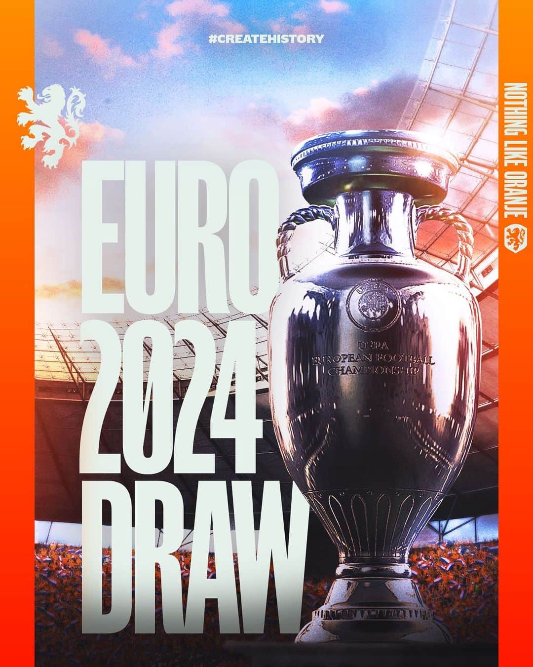 サッカー オランダ代表チームのインスタグラム：「#EURO2024 𝐃raw 𝐃ay! 👀 ⤷ 18:00 CET, Hamburg.   Who’s excited!? 🙋‍♂️🙋‍♀️  #NothingLikeOranje #CreateHistory」