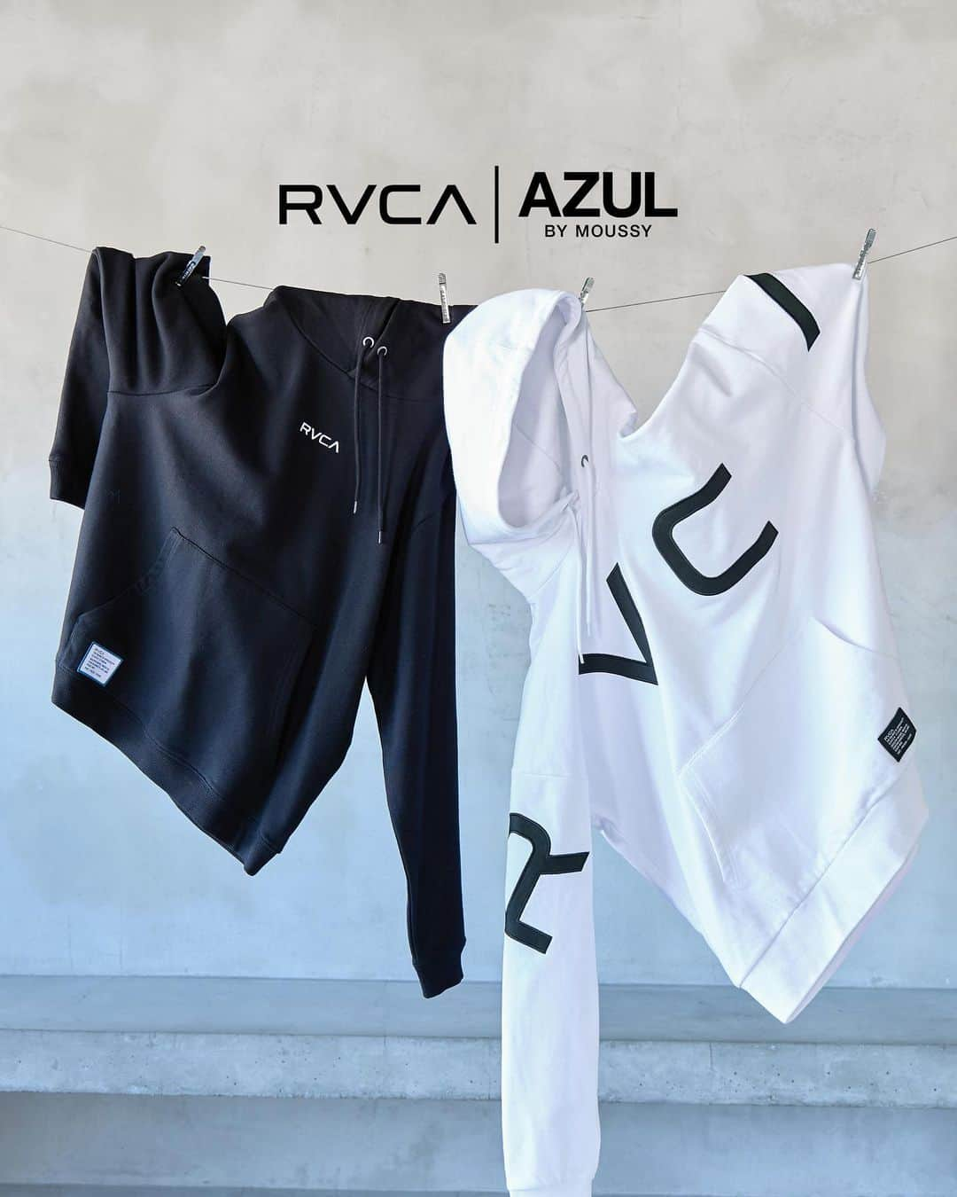 AZUL by moussyのインスタグラム：「RVCA｜AZUL BY MOUSSY 12月8日(金) より発売開始。 #RVCA_AZUL @rvcajapan  毎回大好評のAZUL BY MOUSSY別注、 RVCA別注アイテムがAWも登場！ ウィメンズ3型、メンズ4型のラインナップをお届け。  是非この機会をお見逃しなく！  ▶︎商品情報は画像をタップorトップのURLからチェック！  #RVCA #ルーカ #RVCA_AZUL #AZULBYMOUSSY」