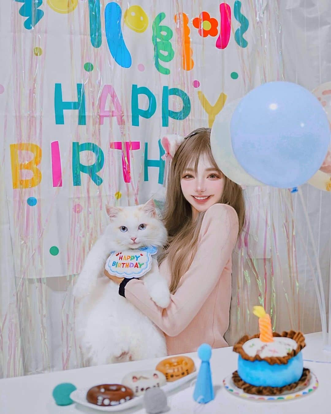 くまくまくまのインスタグラム：「・ 義理息子のお祝いしてきたにゃー♡🐱  ロク君一歳の誕生日おめでとう🎂🎊  #癒し猫 #犬派だけど猫も好き #癒しの時間#動物大好き」