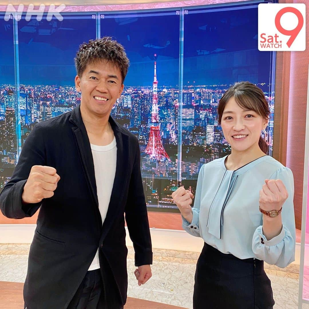 NHK「ニュースウオッチ９」のインスタグラム：「今週もありがとうございました ゲストの #武井壮さん と📸  12月2日の #サタデーウオッチ9   ✅戦闘再開でガザ地区は ✅後を絶たないパワハラ ✅複数感染症が流行  などをお伝えしました  #赤木野々花  見逃し配信は #NHKプラス で📱」