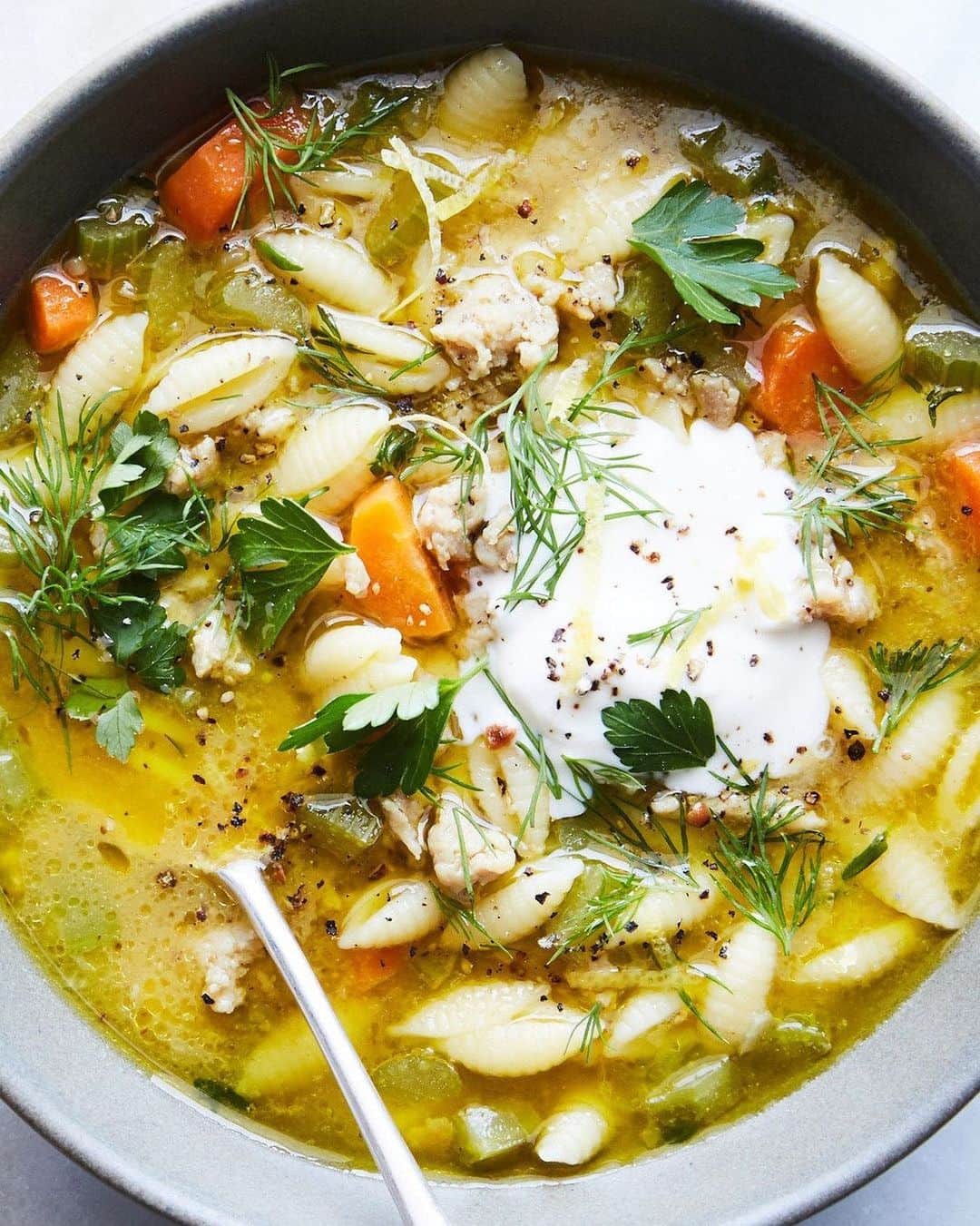 ニューヨーク・タイムズのインスタグラム：「"It is shocking how great this soup truly is... No substitutions necessary." alexaweibel's Easiest Chicken Noodle Soup recipe is at the link in bio! Photo by @linda.xiao, with food styling by @monicapierini」