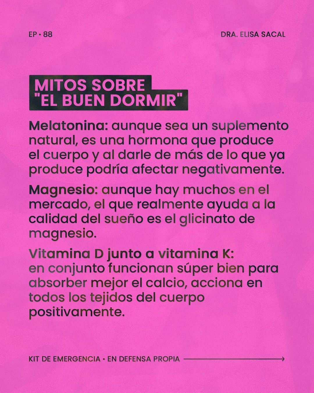 Erika De La Vegaさんのインスタグラム写真 - (Erika De La VegaInstagram)「Estadísticamente solo el 6% de las personas conscientemente cuestiona cuántas horas duermen. La semana pasada la doctora @dra.elisasacal nos compartió todos los mitos, herramientas y buenos hábitos para cambiar y mejorar nuestra calidad del sueño, porque no es solo lo que haces antes de dormir, sino también lo que haces durante el día que puede o no afectar tu sueño.  Comparte esta información con todo el que la necesite y aprende mucho más en el episodio completo disponible en todas las plataformas de audio: spotify, google podcasts, apple podcasts, amazon music y en mi canal de youtube.  #ErikaDeLaVega #podcast」12月3日 7時50分 - erikadlvoficial