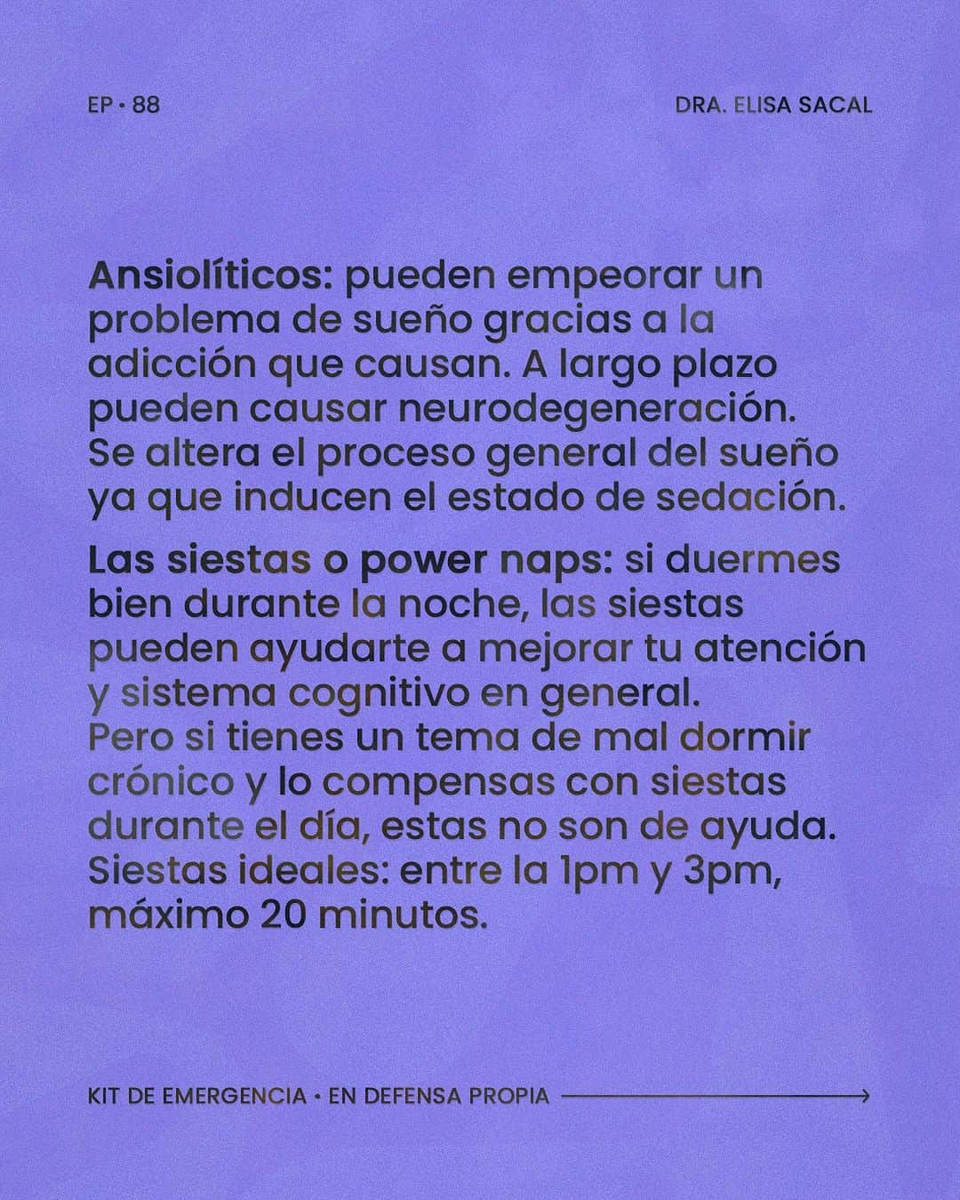 Erika De La Vegaさんのインスタグラム写真 - (Erika De La VegaInstagram)「Estadísticamente solo el 6% de las personas conscientemente cuestiona cuántas horas duermen. La semana pasada la doctora @dra.elisasacal nos compartió todos los mitos, herramientas y buenos hábitos para cambiar y mejorar nuestra calidad del sueño, porque no es solo lo que haces antes de dormir, sino también lo que haces durante el día que puede o no afectar tu sueño.  Comparte esta información con todo el que la necesite y aprende mucho más en el episodio completo disponible en todas las plataformas de audio: spotify, google podcasts, apple podcasts, amazon music y en mi canal de youtube.  #ErikaDeLaVega #podcast」12月3日 7時50分 - erikadlvoficial