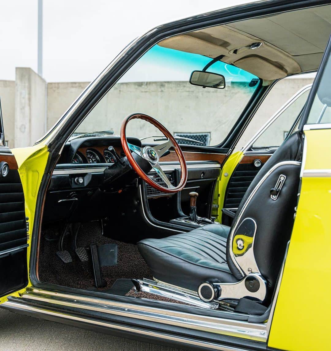 BMWのインスタグラム：「Reason # 8: The space I spend time in should give me joy. Swipe for 😀  🚗: @m3nameisjosh's 1971 BMW 3.0CSi in Golf Yellow.   #BMWRepost #BMW」