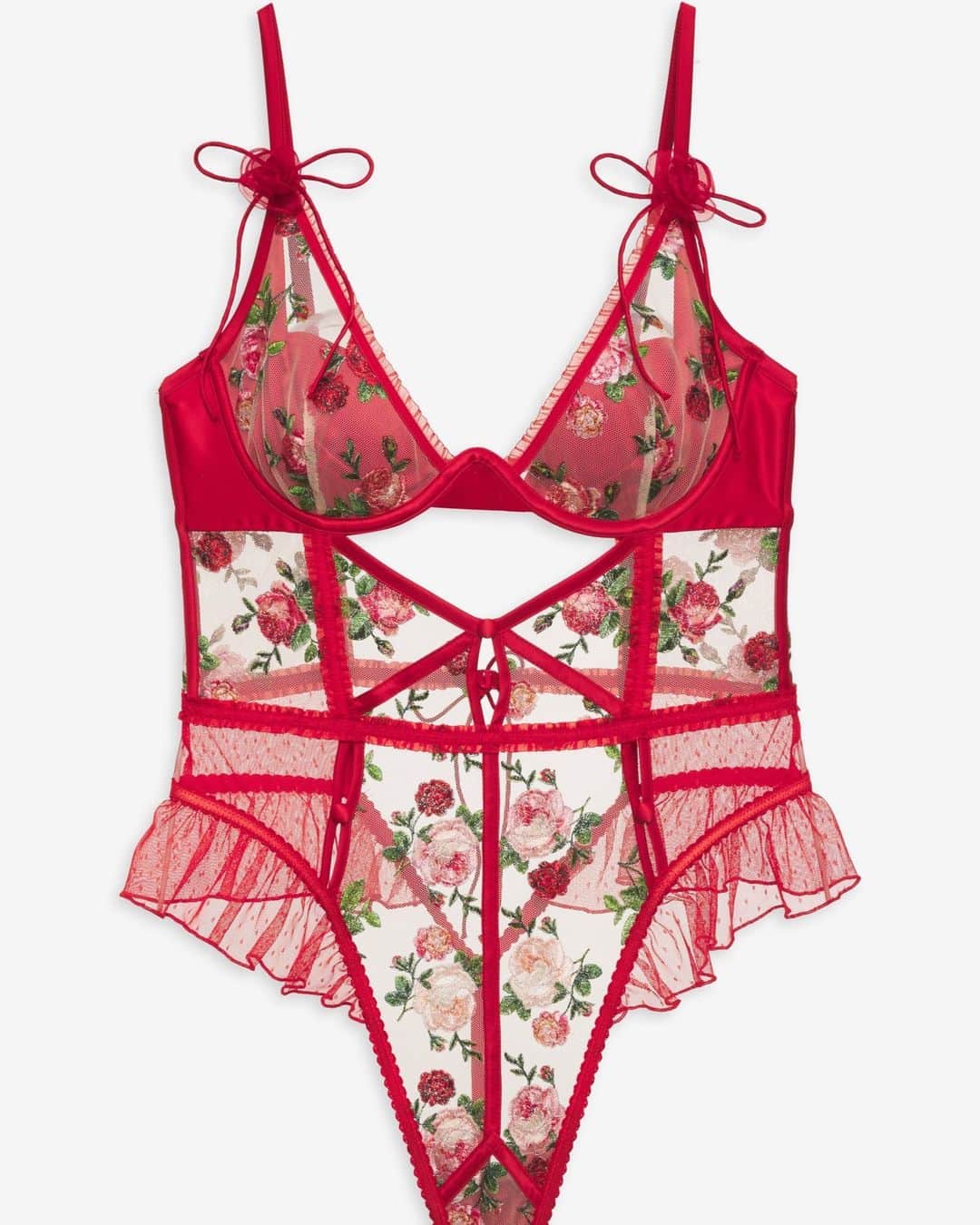 For Love & Lemonsのインスタグラム：「THE DETAILS: sweet organza rosette straps, delicate vintage embroidered roses atop crystal tulle, and dainty bow details // The Anika Collection #forloveandlemons」