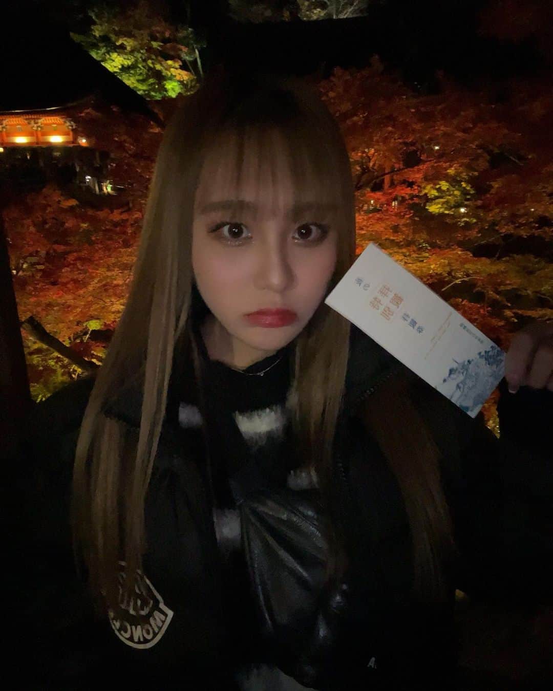 みぃらぁんのインスタグラム：「ギリギリで清水寺のライトアップ行ってきたよ〜♡♡」