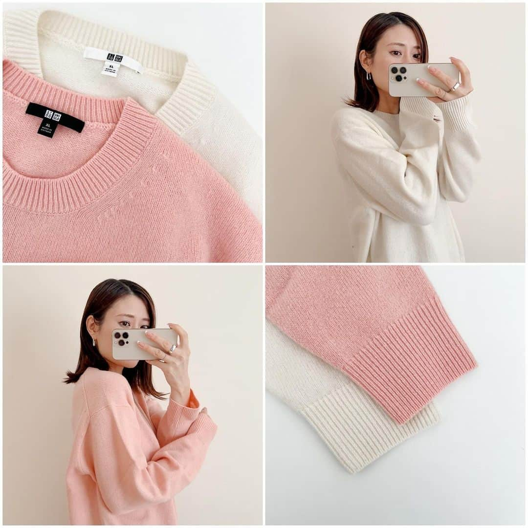 n.etsuuさんのインスタグラム写真 - (n.etsuuInstagram)「2023.12.4  @uniqlo  #プレミアムラムクルーネックセーター pink,off-white / XL  結局ピンクも追加したやつ♡  XLでゆったりめに🫡  #UNIQLO#ユニクロ#ユニクロ購入品#アラフォーママ#ママコーデ#高身長コーデ#骨格ナチュラル」12月3日 20時28分 - n.etsuu