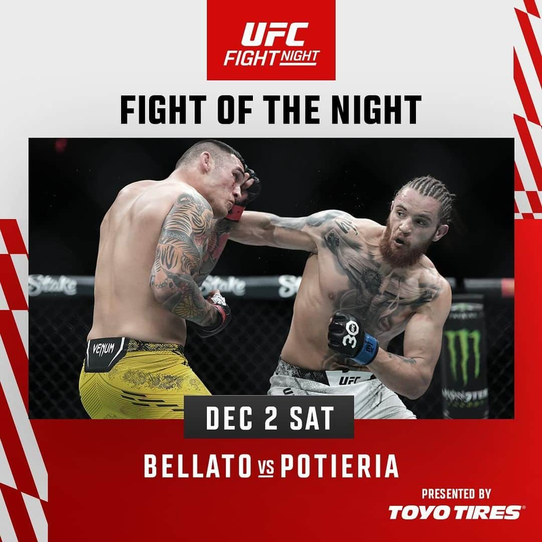 UFCのインスタグラム：「Crazy from start to finish 👊  Bellato vs. Potieria is your #UFCAustin FOTN!  [ B2YB @toyotires ]」