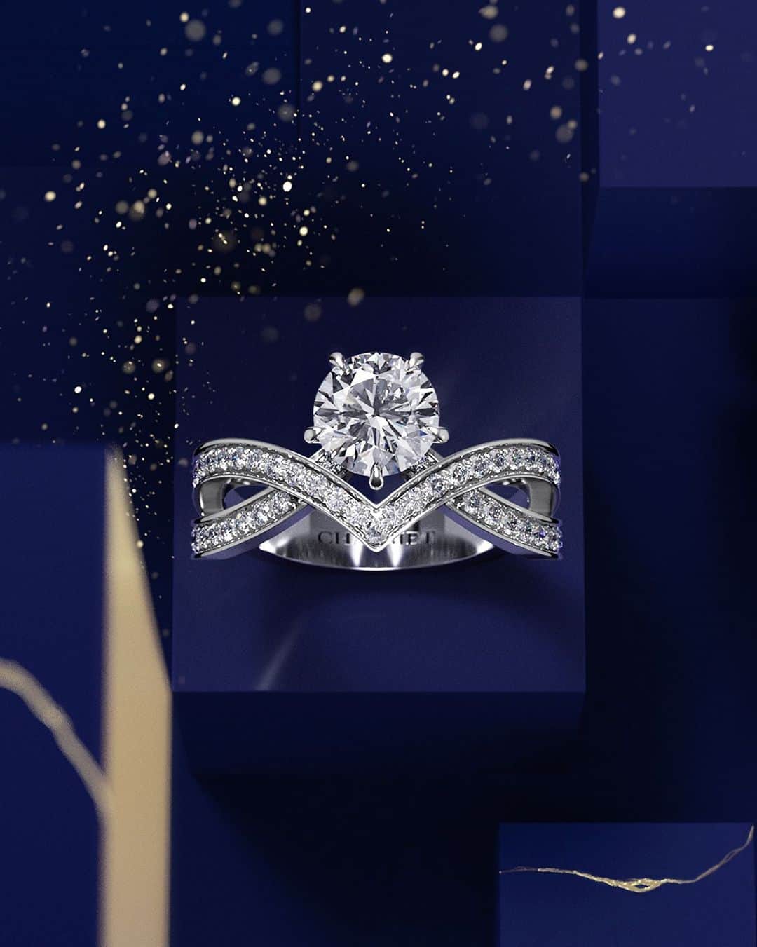 のインスタグラム：「This holiday season, crown the queen of your heart with the exquisite Joséphine Amour d’Aigrette Solitaire.  #Chaumet #FindYourGoldenTreasure #ChaumetTreasureHunt」