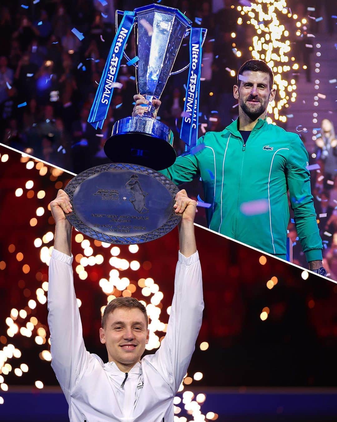 ATP World Tourのインスタグラム：「And with that, the 2023 season comes to an end 🔥  #NittoATPFinals | #NextGenATPFinals」