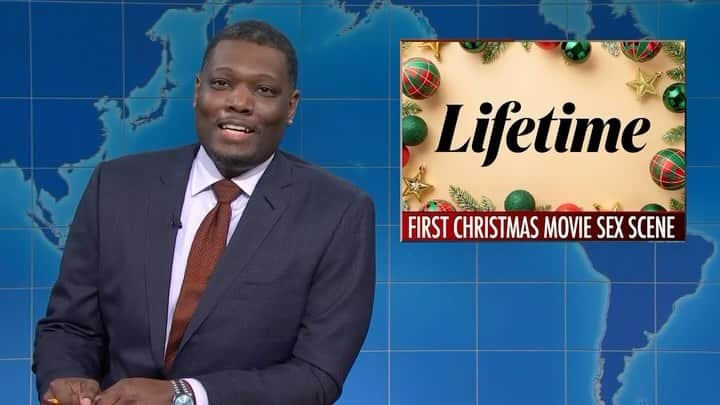 サラ・ドリューのインスタグラム：「Lifetime officially made the naughty list 😂 #ACowboyChristmasRomance #ItsAWonderfulLifetime #SaturdayNightLive」