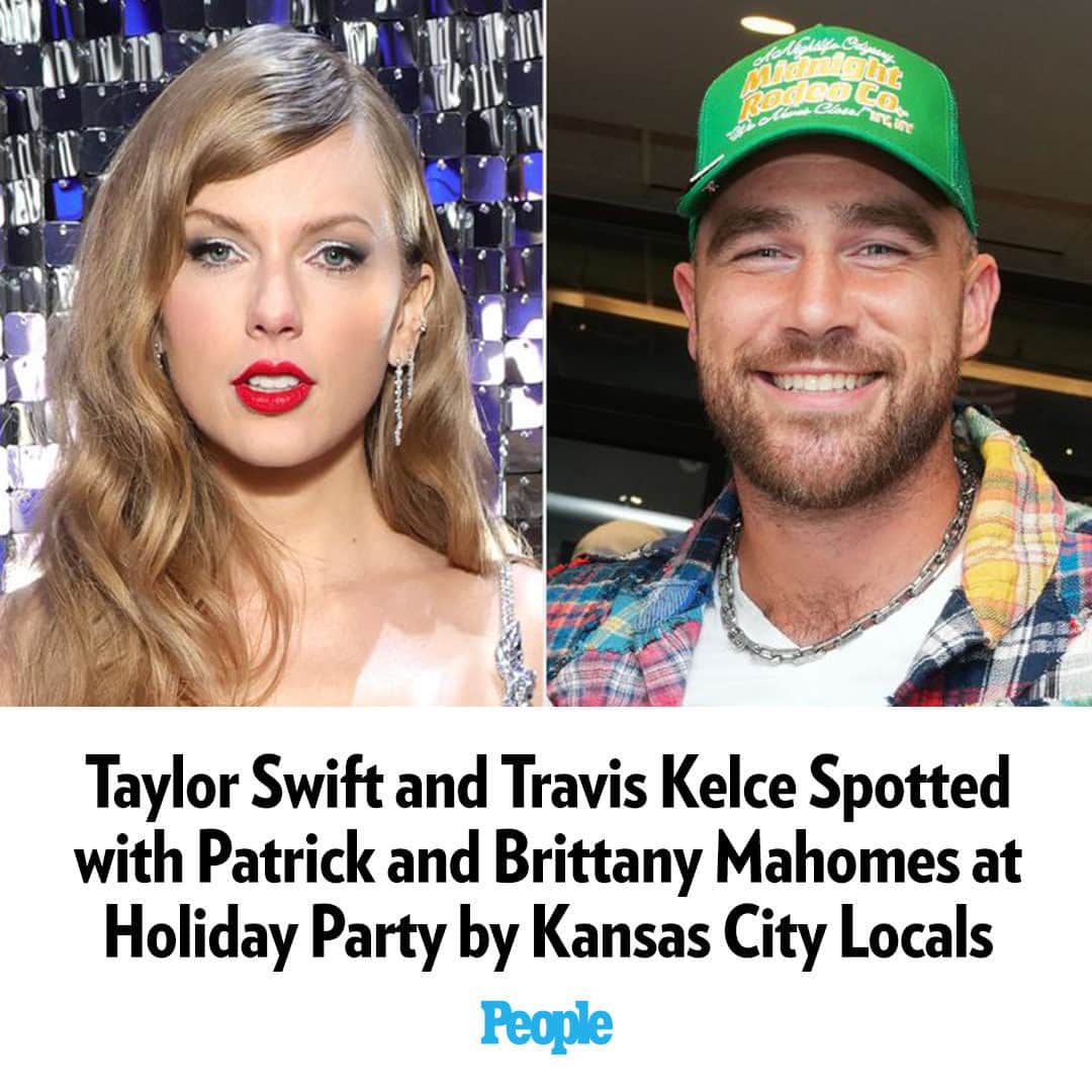 People Magazineのインスタグラム：「Taylor Swift and Travis Kelce are getting into the holiday spirit! 🎄Locals spotted the couple at holiday pop-up bar Miracle in Kansas City on Friday night, where the Chiefs were holding a party. 👀   Tap our bio link for more details! | 📷: Getty」