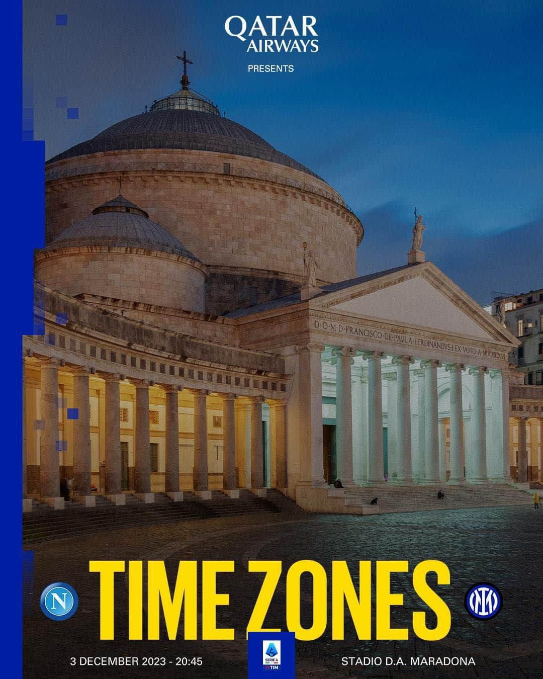 インテルナツィオナーレ・ミラノのインスタグラム：「The wait is almost over for  #NapoliInter ⏳ Who will you be watching with? 📺  Powered by @qatarairways  #ForzaInter」