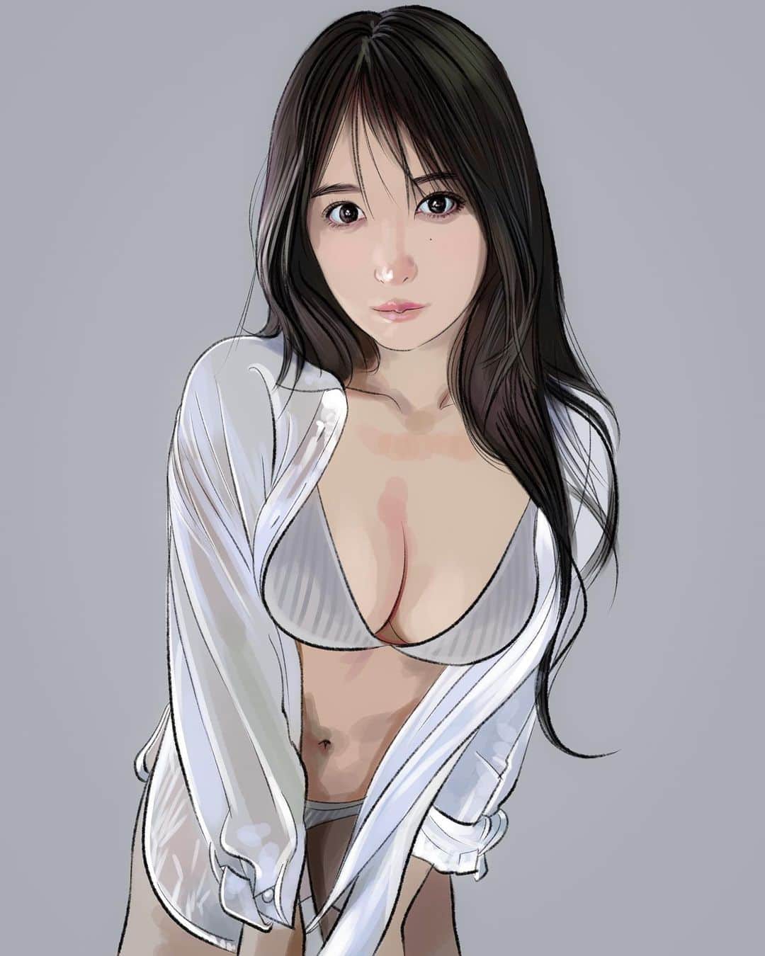 てらりんのインスタグラム：「『真島なおみさん(@naomi_majima )』  #イラスト #イラストレーション #グラビアモデル #女優 #真島なおみ #illustration #portrait #art #drawing #bikinimodel #actress #majimanaomi」