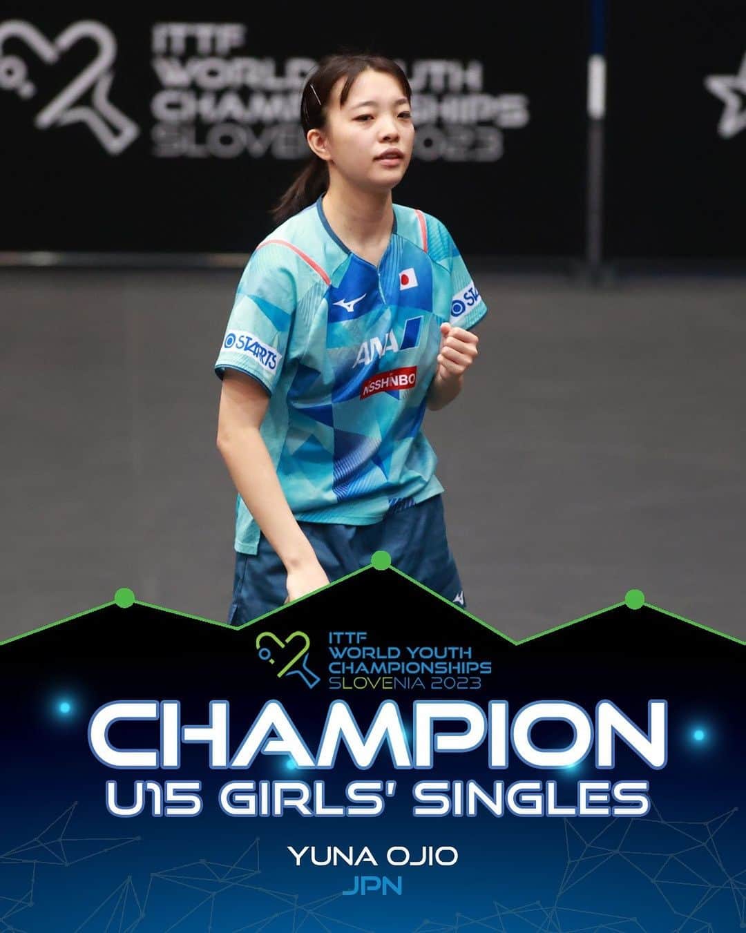 のインスタグラム：「CLEAN SWEEP 🏆🏅🏅🏆  Yuna Ojio adds the #ITTFWorldYouths U15 Girls' Singles trophy to her tally, winning EVERY EVENT she entered in 🤯」