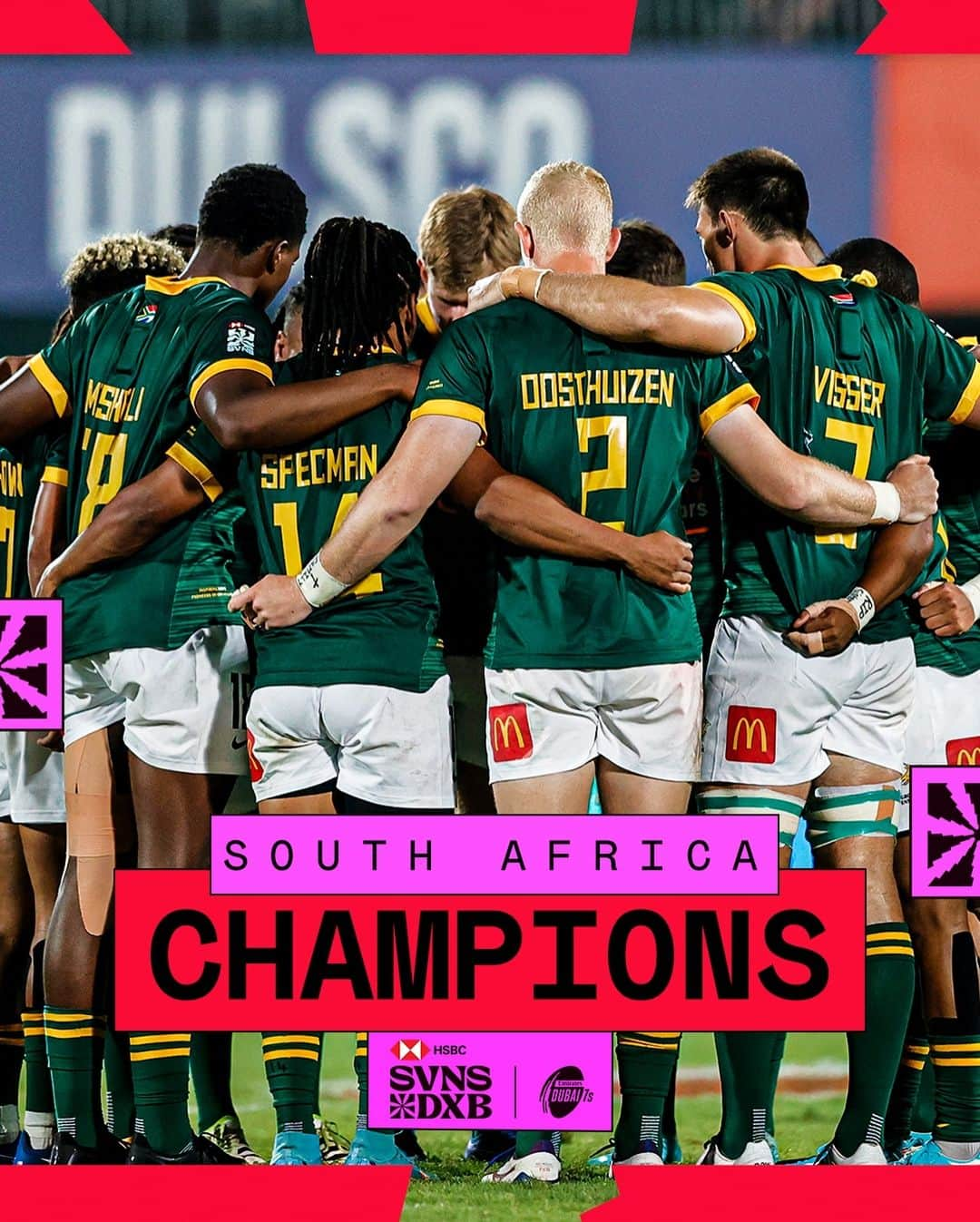 ワールドラグビーのインスタグラム：「Unstoppable in Dubai 🎆  The @blitzboks are champions of #HSBCSVNSDXB  #HSBCSVNS」