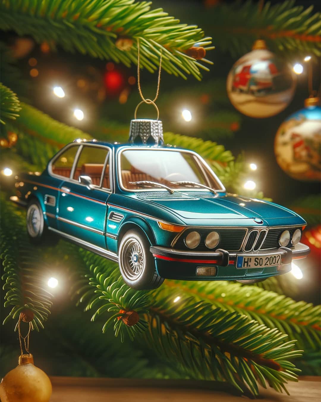 BMWのインスタグラム：「Something classic for the tree this year? 🎄  Made using AI.   #BMW #ChristmasTree #ChristmasDecor」