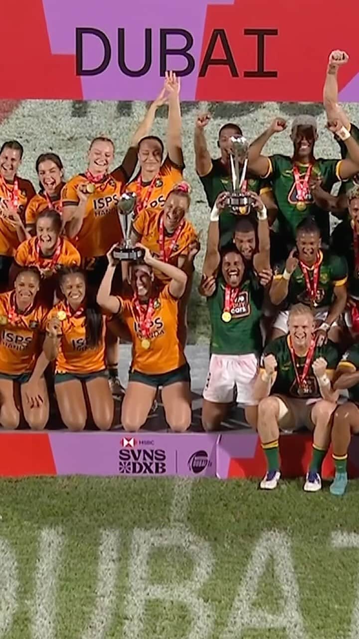 ワールドラグビーのインスタグラム：「Dominance in Dubai 🏆  @aussie7s and @blitzboks reign supreme once more   #HSBCSVNS | #HSBCSVNSDXB」