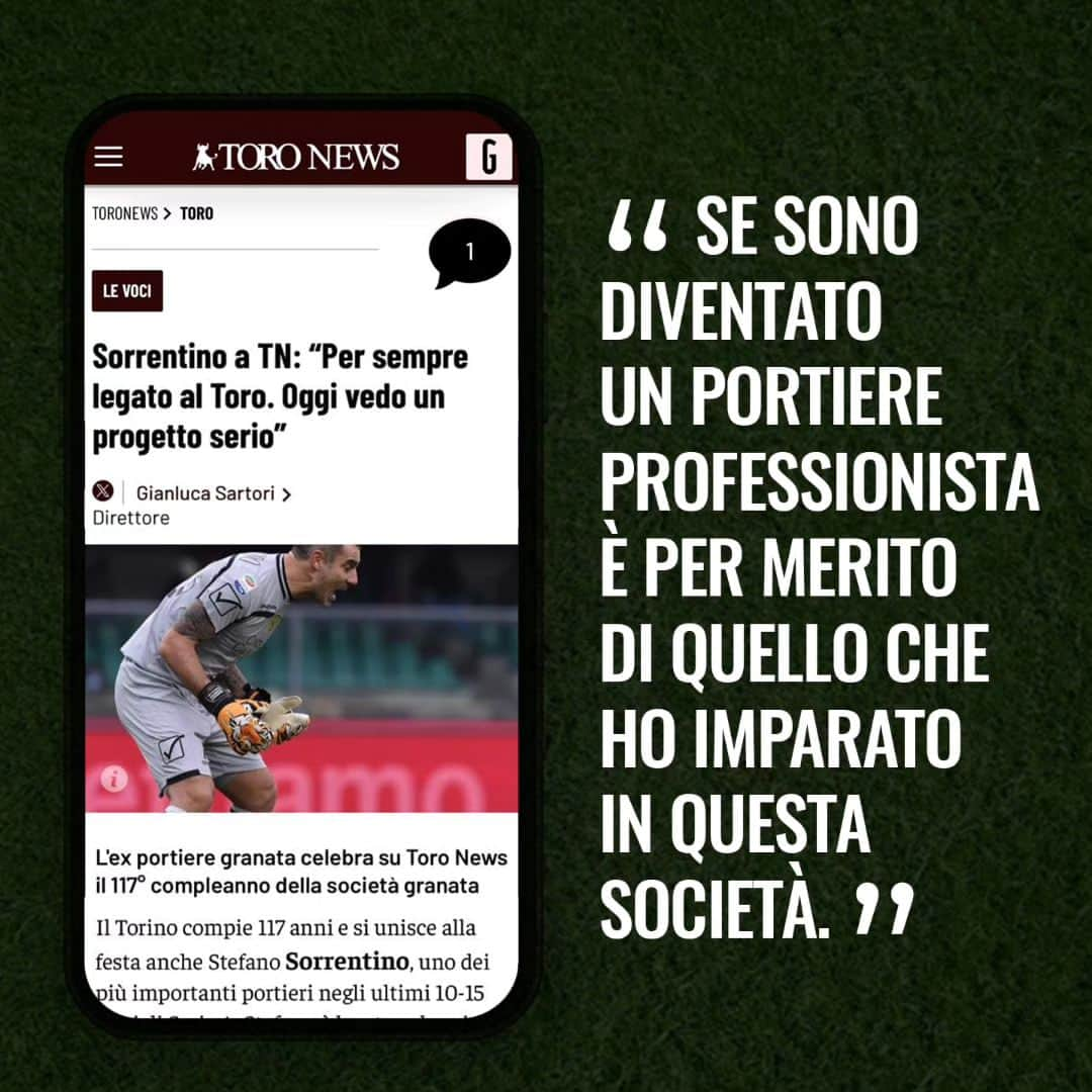 ステファノ・ソレンティーノのインスタグラム：「Buon compleanno Toro 🐂  Su @toronewsnet oggi celebriamo 117 anni di passione granata 🔥  #SFT」