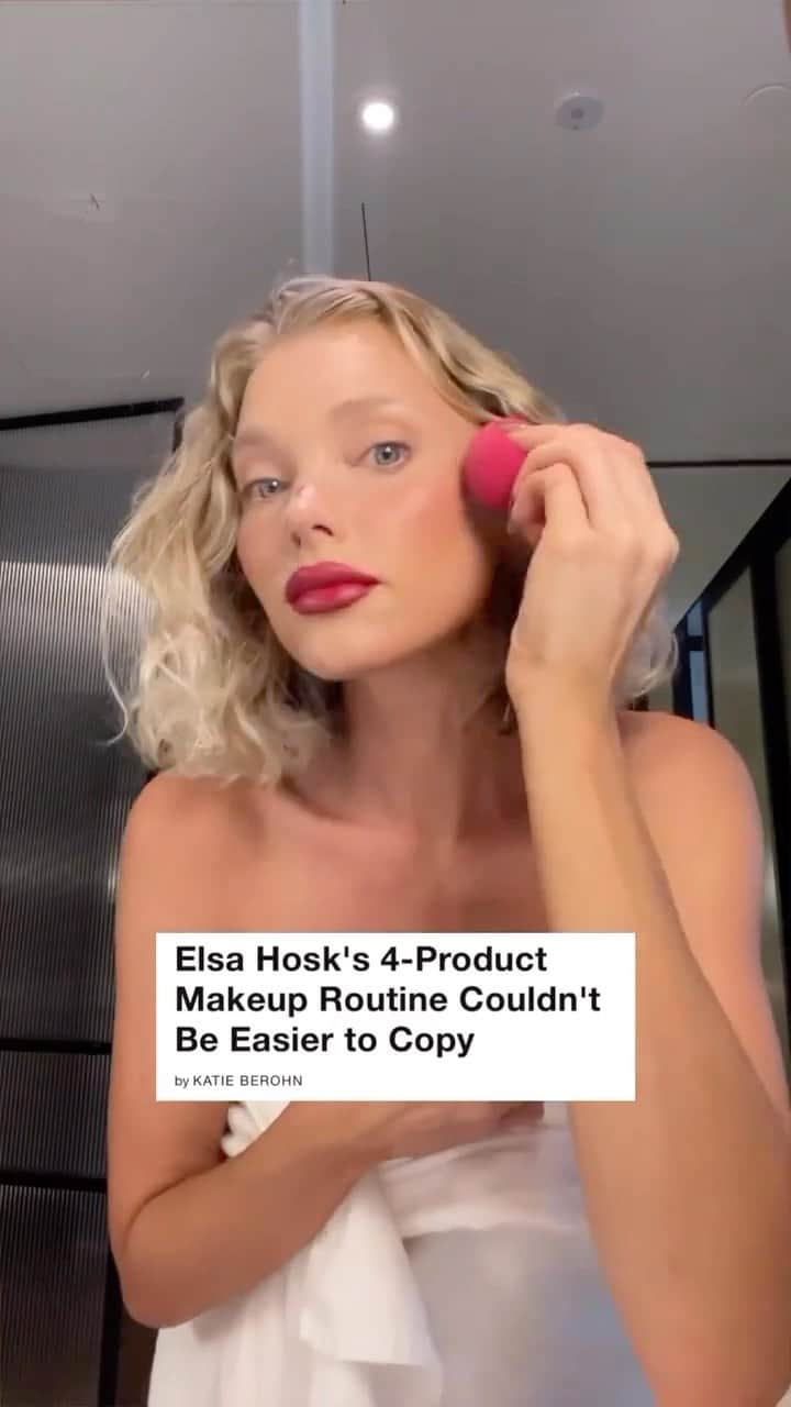 WHO WHAT WEARのインスタグラム：「If there’s one It girl who always gives us makeup envy, it’s @hoskelsa. She has mastered the art of natural-looking glam that still packs a punch. Lucky for us, Hosk posted a simple makeup routine using just concealer, contour, sunscreen, and lipstick. The finished look is the perfect example of how to wear a bold lip without looking too done up, which we’ll be copying for holiday parties and casual dinners alike. To see which products made it into Hosk’s minimal makeup routine, head to the link in bio. video: @hoskelsa」