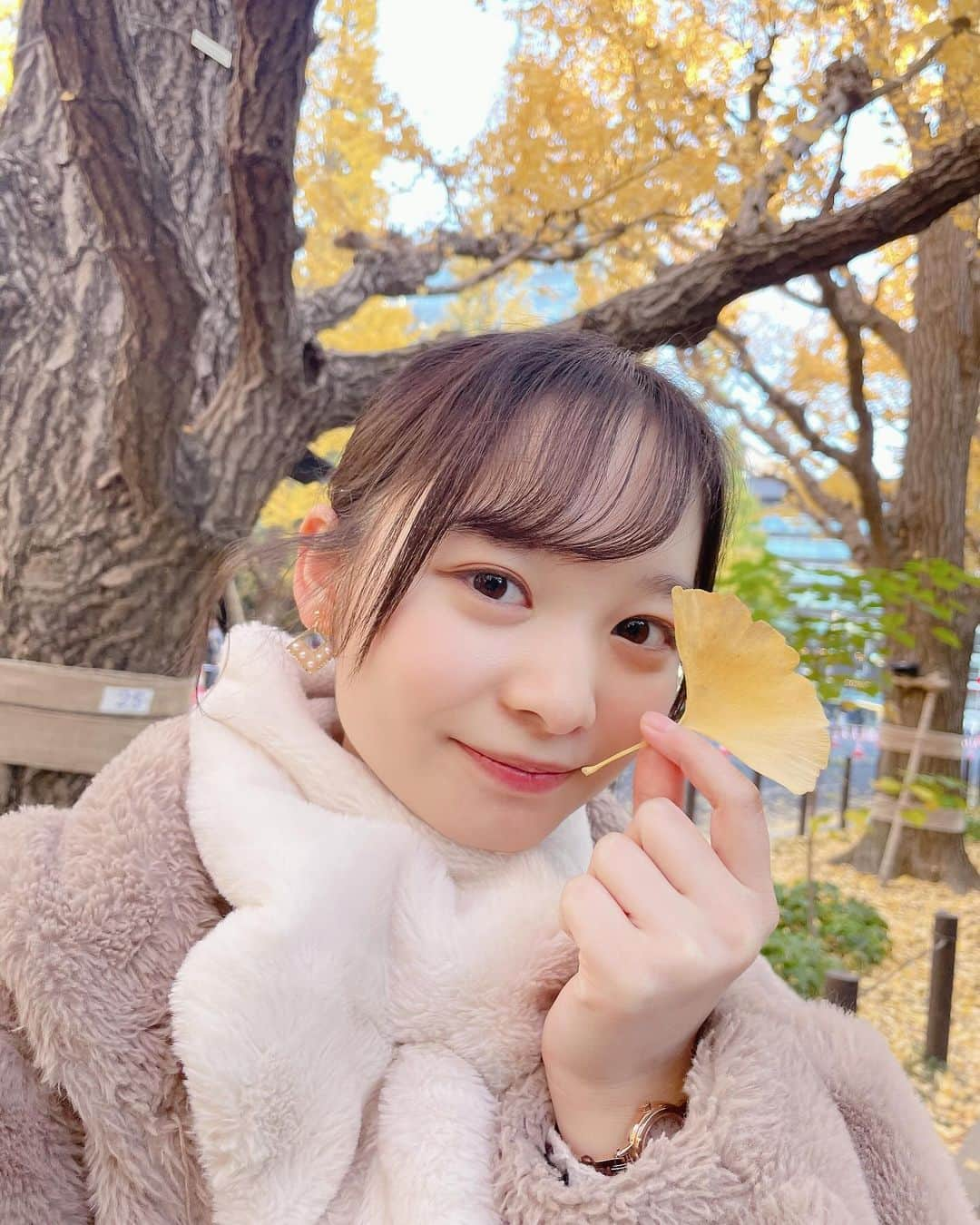 延命杏咲実さんのインスタグラム写真 - (延命杏咲実Instagram)「. 今年は暖かかったから、いちょうがなが〜く続きましたね〜〜💛 . やっぱり私は黄色が好き〜〜！🍮 . . #神宮外苑いちょう並木 #いちょう #黄色 #いつもこの上着で #ごめんなさい🤣 #これとってもあったかいんです🫶🏻 #セントフォース #セントフォースsprout #延命杏咲実 #延命ちゃん」12月18日 20時40分 - enmei_1115