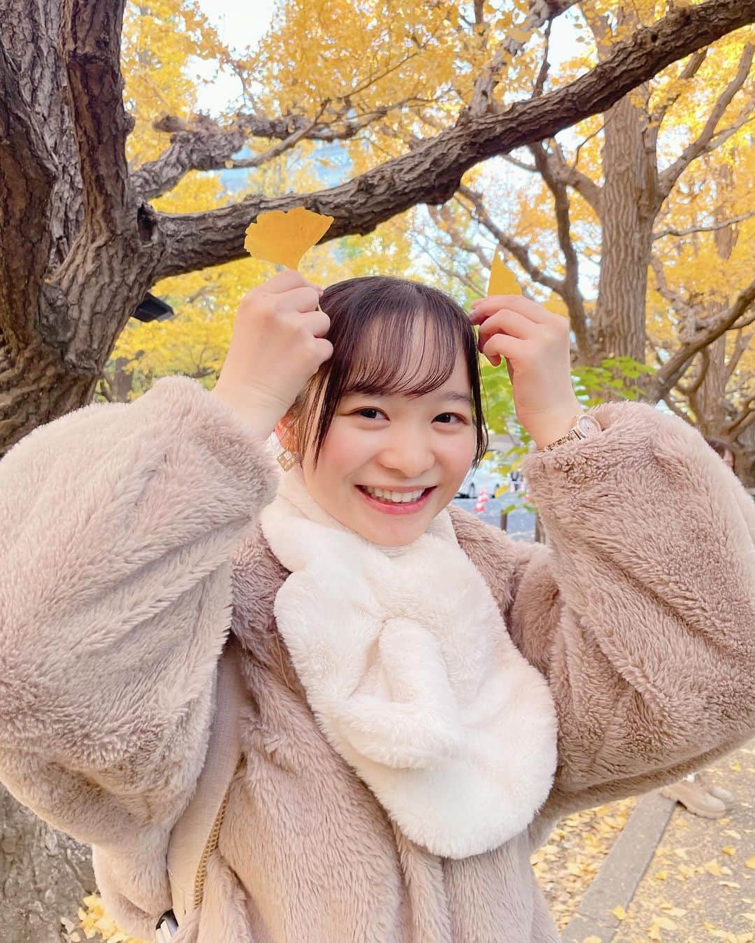 延命杏咲実さんのインスタグラム写真 - (延命杏咲実Instagram)「. 今年は暖かかったから、いちょうがなが〜く続きましたね〜〜💛 . やっぱり私は黄色が好き〜〜！🍮 . . #神宮外苑いちょう並木 #いちょう #黄色 #いつもこの上着で #ごめんなさい🤣 #これとってもあったかいんです🫶🏻 #セントフォース #セントフォースsprout #延命杏咲実 #延命ちゃん」12月18日 20時40分 - enmei_1115