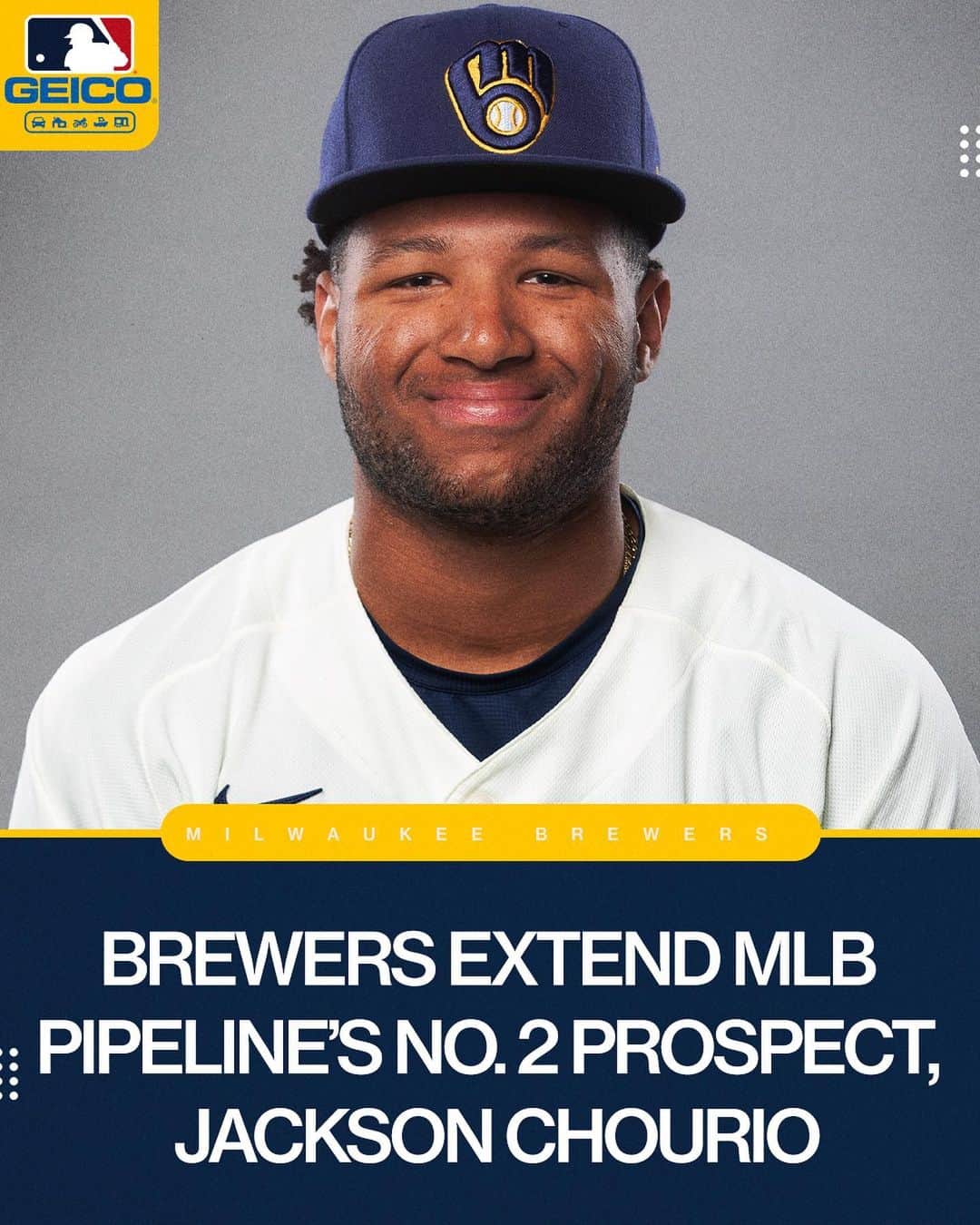 MLBのインスタグラム：「Brewers, Jackson Chourio agree to 8-year deal, per MLB.com’s Adam McCalvy.」