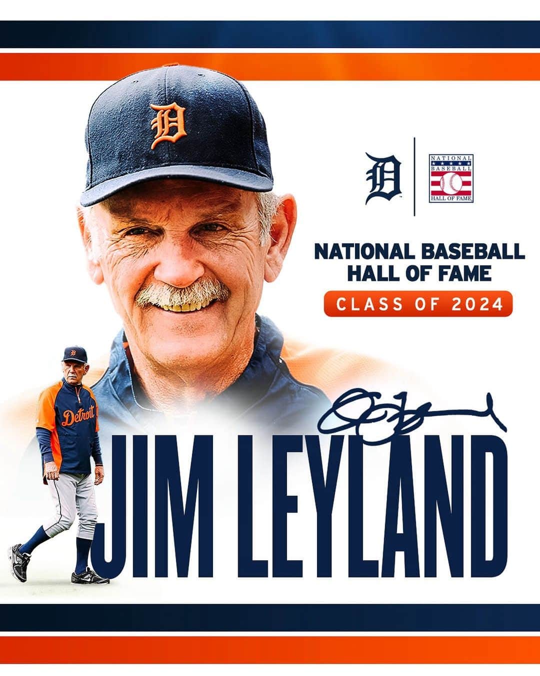 デトロイト・タイガースのインスタグラム：「He’s in!   Congratulations to former Tigers manager and current special assistant Jim Leyland on his election to the National Baseball Hall of Fame Class of 2024.」