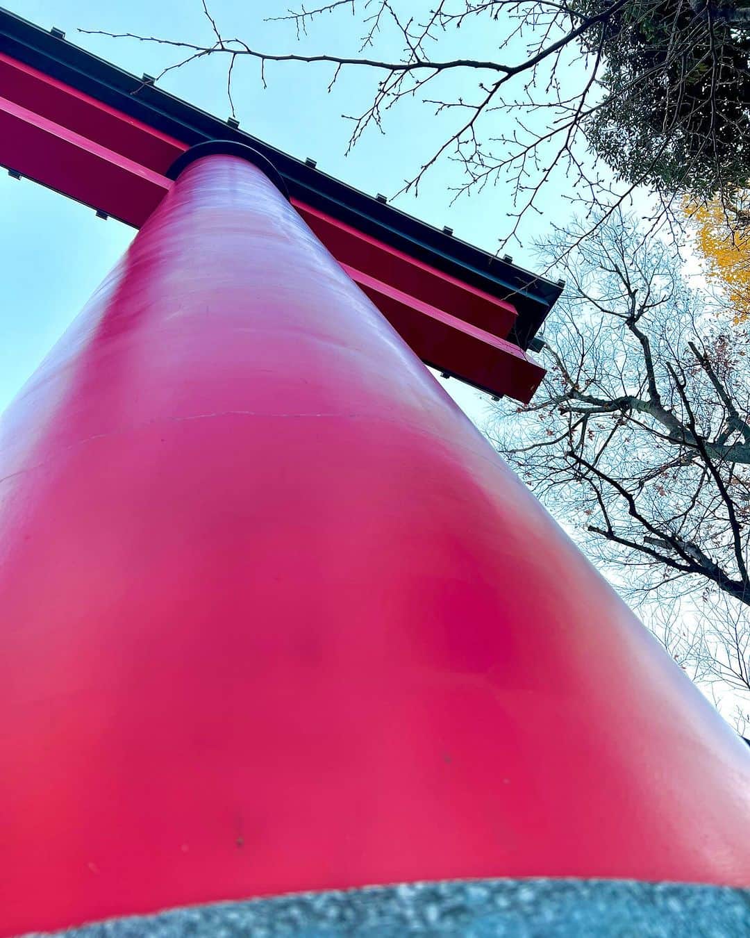 竹井亮介のインスタグラム：「2023年12月4日。 午前7時前、神社にて。  稽古初日なので、なんとなくお詣りに。 #今朝の色」