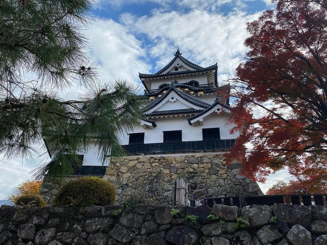 前田志良さんのインスタグラム写真 - (前田志良Instagram)「今日は、朝早くから、佐和山城と彦根城に行ってきました✨ 両方とも紅葉がきれいで、佐和山城は坂がきつくて頂上に登った時はすごく嬉しかったです😄  #彦根城　#ひこにゃん　#佐和山城　#一人旅　#石田三成　#井伊直政　#144cmの先輩」12月4日 12時15分 - bikoon.shiro