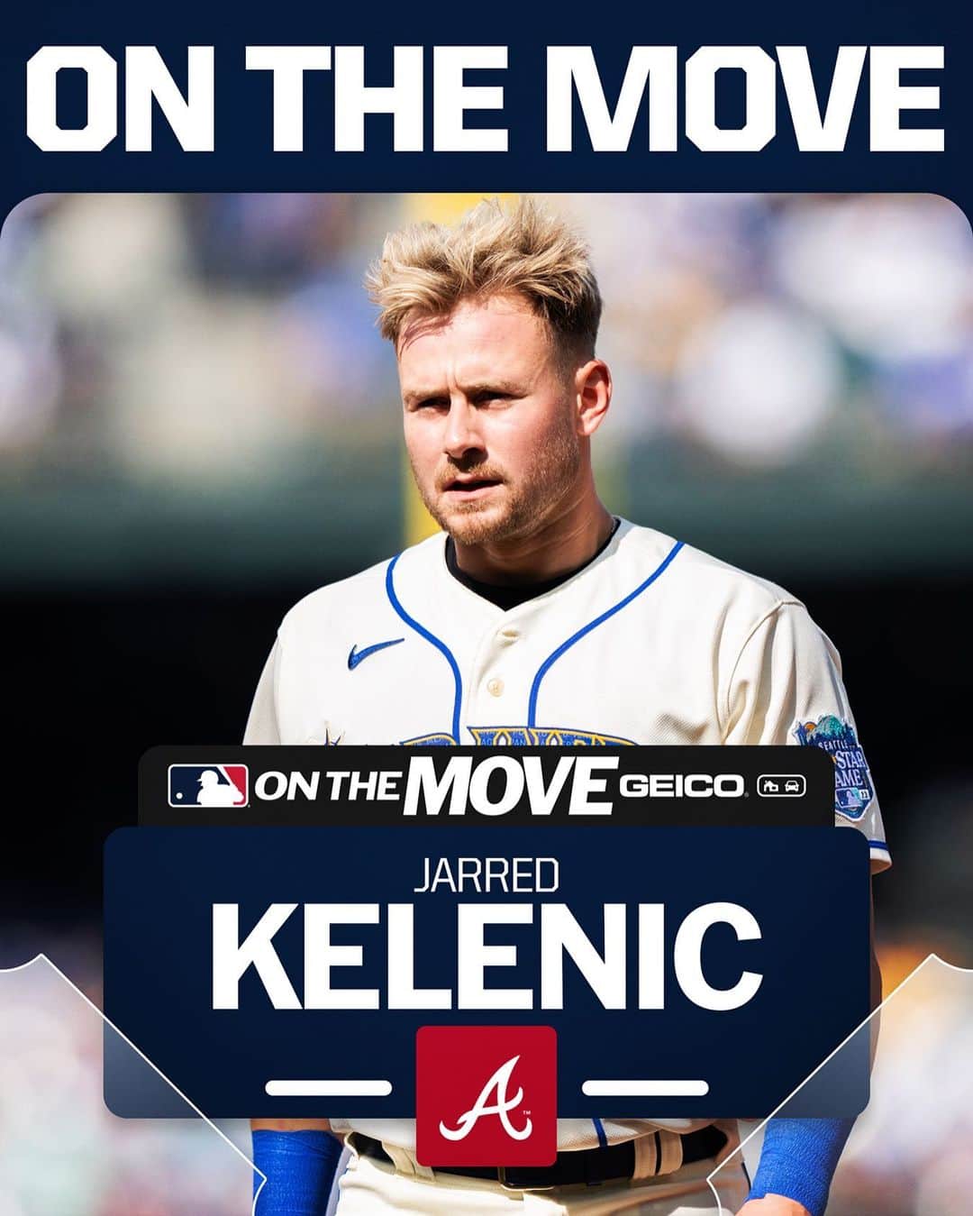 MLBのインスタグラム：「Braves reportedly acquire OF Jarred Kelenic, LHP Marco Gonzales and 1B Evan White from Mariners for RHPs Cole Phillips and Jackson Kowar, per MLB.com’s Daniel Kramer.」