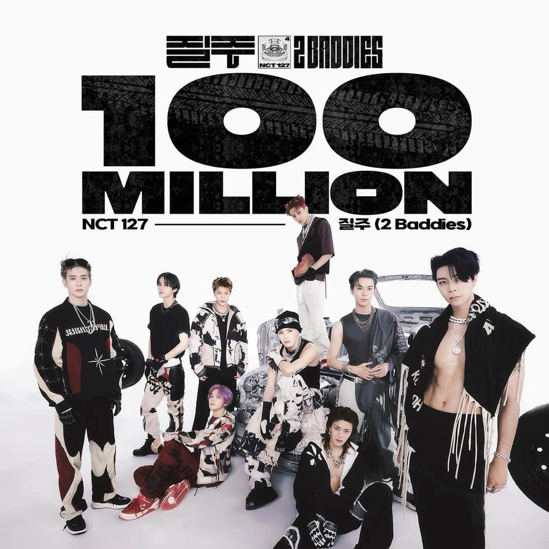 NCT 127のインスタグラム：「NCT 127 ‘질주 (2 Baddies)’ MV hits 100 MILLION VIEWS!🏎️💨 Thank you NCTzens🌱💚  🎬 https://youtu.be/FRilMXZqNhA  #NCT127 #질주 #NCT127_질주 #NCT127_질주_2Baddies #질주_100M」
