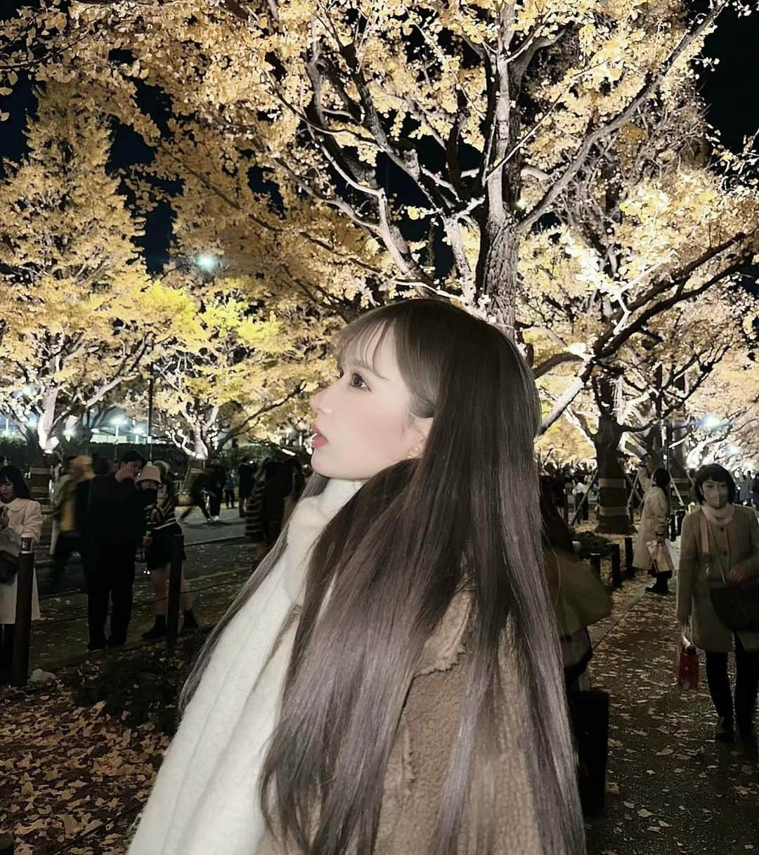 伊藤桃々さんのインスタグラム写真 - (伊藤桃々Instagram)「クリスマスマーケット行くまでのイチョウ並木めちゃくちゃ綺麗だった🐈🤎 可愛い季節ね〜沢山お出かけする〜⛄️」12月4日 17時32分 - __peachstagram__