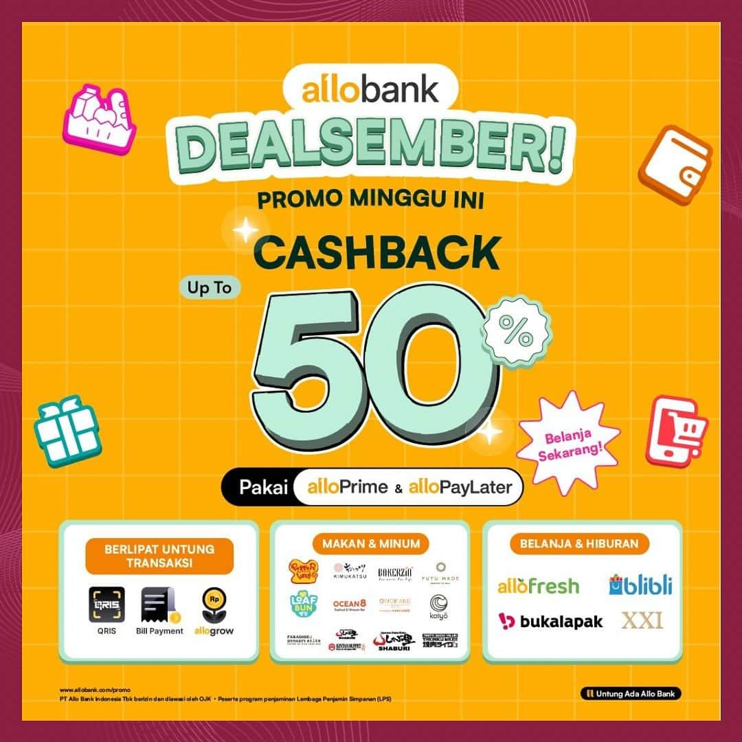 Beauty | Health | Fashionのインスタグラム：「MERAPAT! Abis gajian saatnya hunting promo dari Allo Bank Dealsember, yuk!💃🏻  Ini dia promo-promo di minggu ini! Ada merchant favorit kamu gak nih? 😍  @allobank #AlloBankDEALSEMBER」