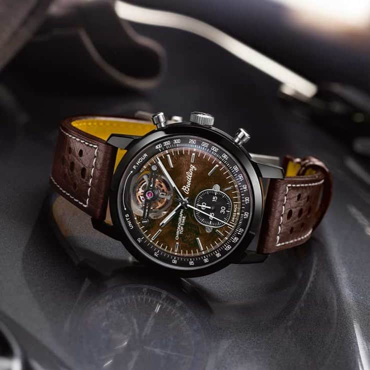 Daily Watchさんのインスタグラム写真 - (Daily WatchInstagram)「@breitling is moving their Top Time collection to higher levels with the introduction of the Chronograph Tourbillon. Inspired by iconic classic cars the Top Time B21 Classic Cars Chronograph Tourbillon comes in three dial colours relating to the Ford Mustang (green dial), Shelby Cobra (blue dial) and Chevrolet Corvette (brown dial). Which one is your favorite? #breitling #breitlingtoptime」12月4日 19時26分 - dailywatch