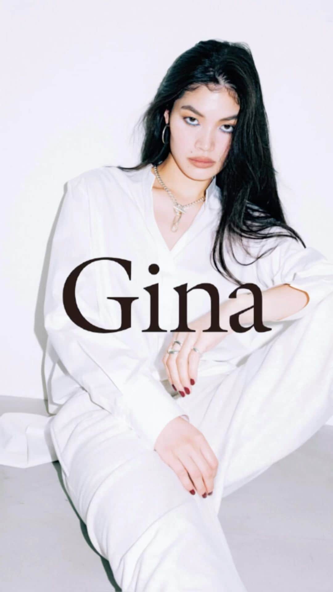 Ginaのインスタグラム：「Gina 2023 Fall × 福士リナ  #Gina #GinaMagazine #rinafukushi #福士リナ #ニットパンツ #ワークパンツ #イージーパンツ #パラシュートパンツ」