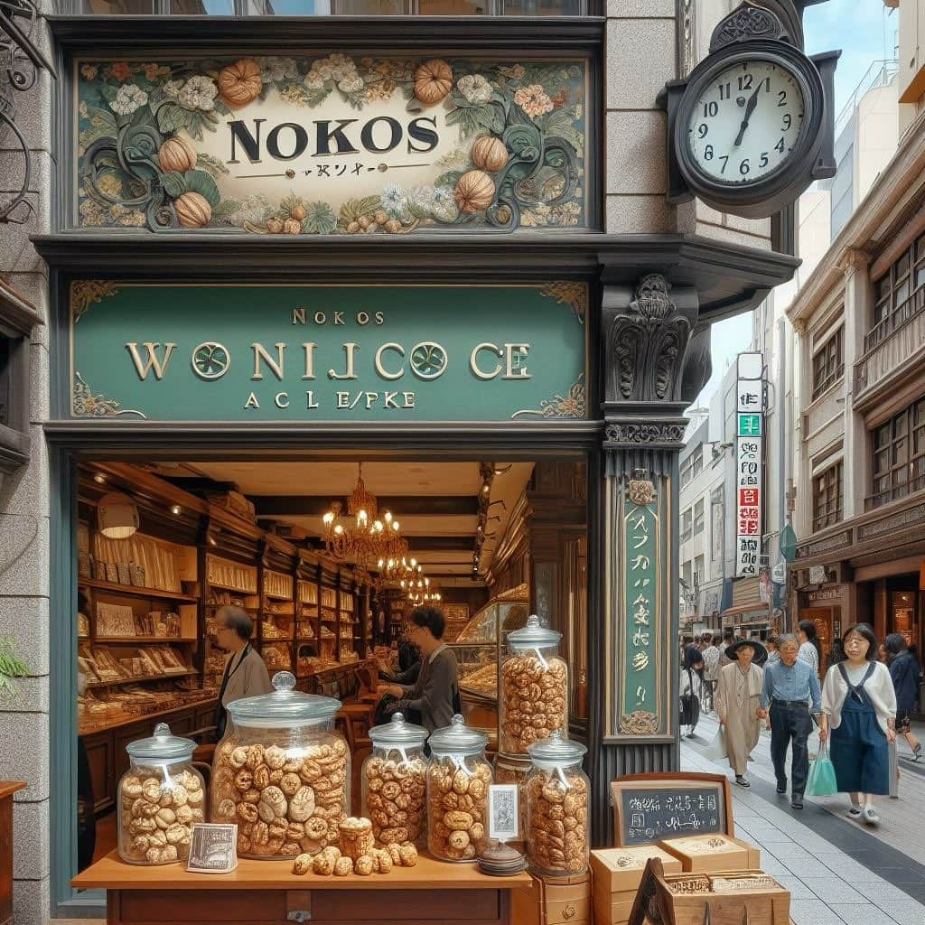 nokosのインスタグラム：「「nokos à l’étageという名古屋の古いビルの2階で営業しているお菓子屋さんがクルミのクッキー瓶を販売」 と、AIに生成してもらった画像がこちらです。というわけで焼き菓子各種、自家焙煎珈琲豆販売中です！」