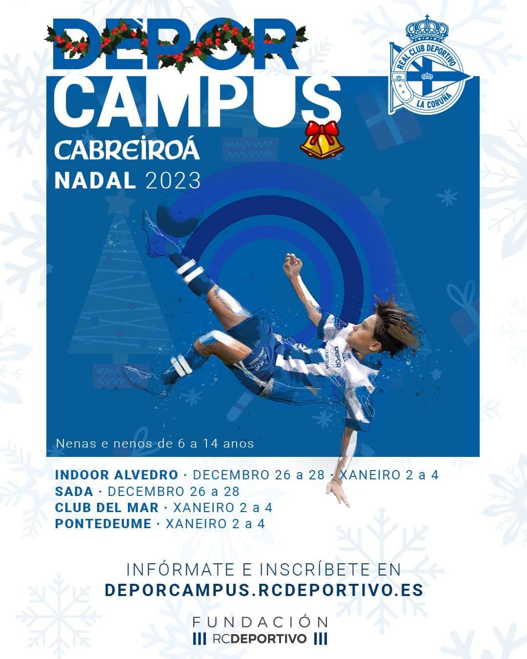 デポルティーボ・ラ・コルーニャのインスタグラム：「🚨 Prazas esgotadas nos #DéporCampus @cabreiroa de Alvedro (1ª quenda) e Pontedeume!  Últimas prazas dispoñibles en: 📍 Alvedro (2ª quenda) 📍 Club del Mar de San Amaro 📍 Sada  ✍️ Inscricións en 👉 deporcampus.rcdeportivo.es」