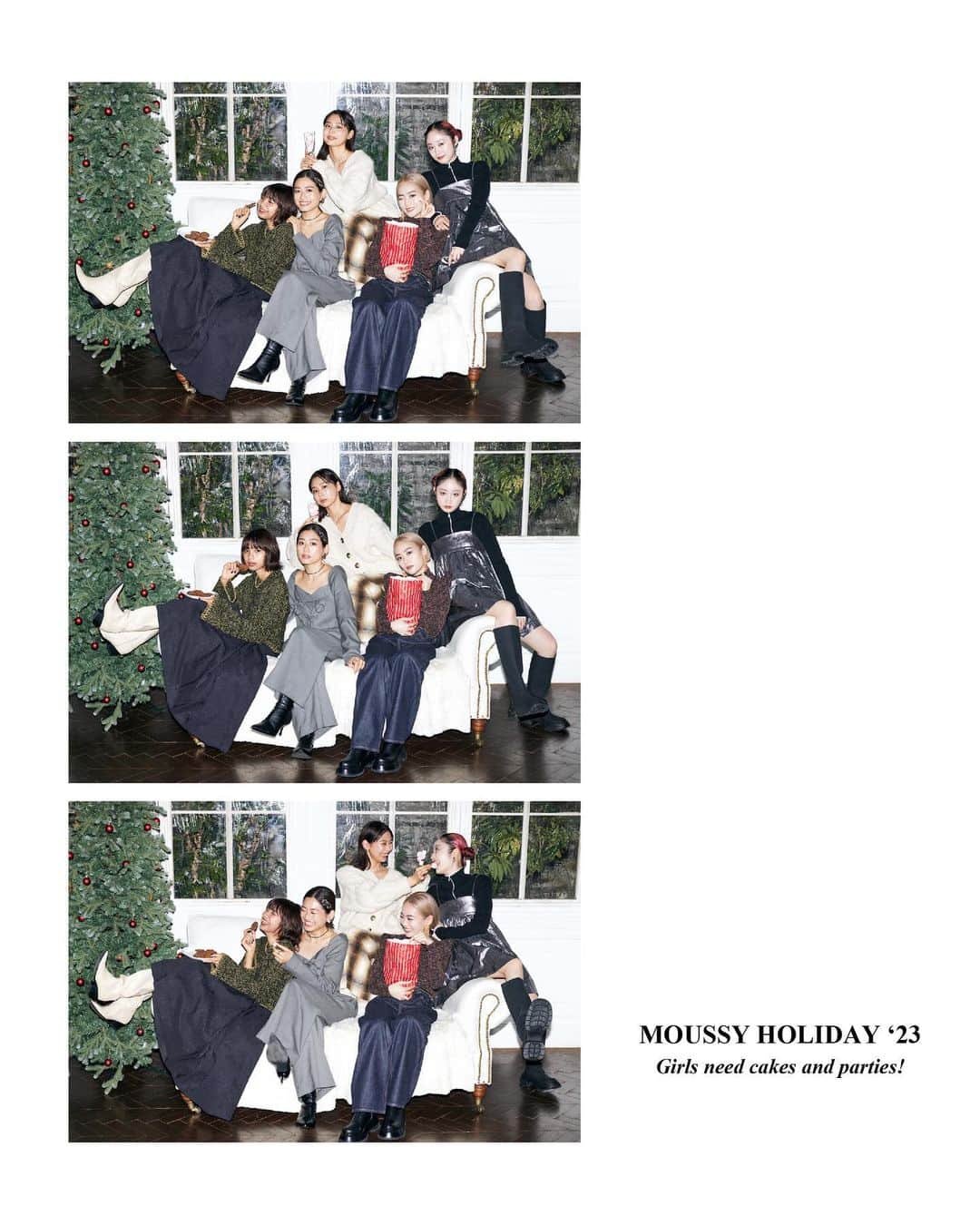 マウジーのインスタグラム：「MOUSSY HOLIDAY ‘23 Girls need cakes and parties! #MOUSSY #MOUSSYHOLIDAYCOLLECTION」