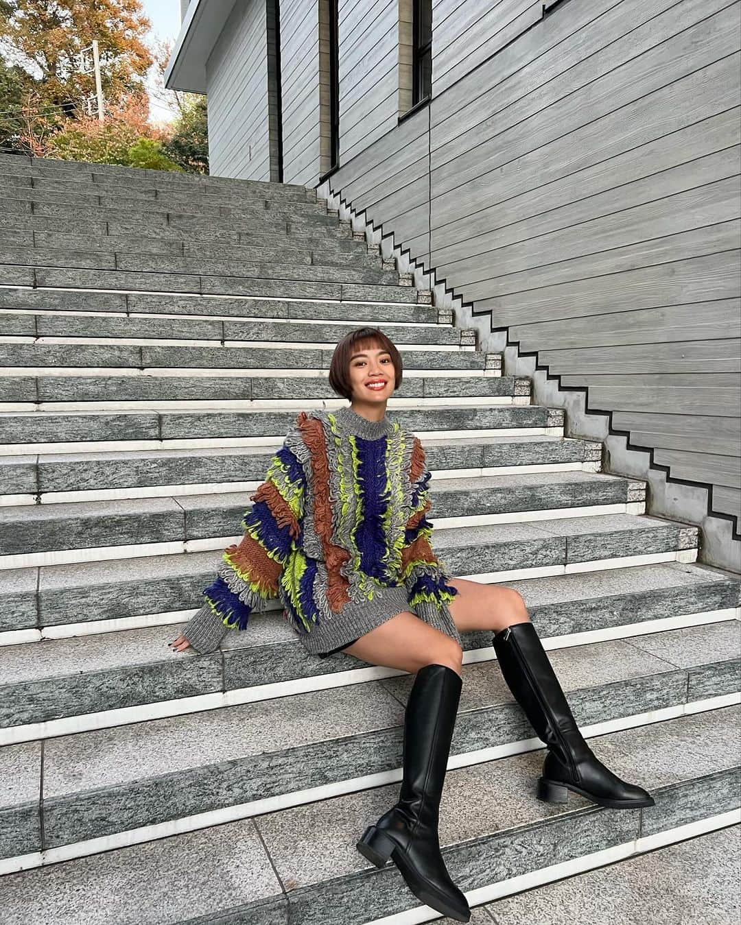 平アスカさんのインスタグラム写真 - (平アスカInstagram)「はーーきゃわいいぃ一目惚れしたニット🧶💙🧡💚 @un3d_official どんな忙しくても服かわいけりゃテンションあがるぅ⤴︎  #asuca_fashion #ootd #outfit #170cmコーデ #un3d #alm #アルム #autumn #enfold #code #fashion」12月4日 21時20分 - asucataira
