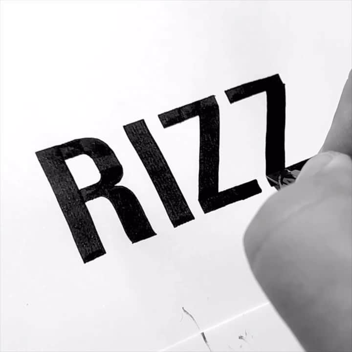 Seb Lesterのインスタグラム：「Word of the year, according to Oxford University Press, is Rizz. Apparently, “rizz” is defined as style, charm, or attractiveness, the ability to attract a romantic or sexual partner. #rizz #lettering #oup #seblester」